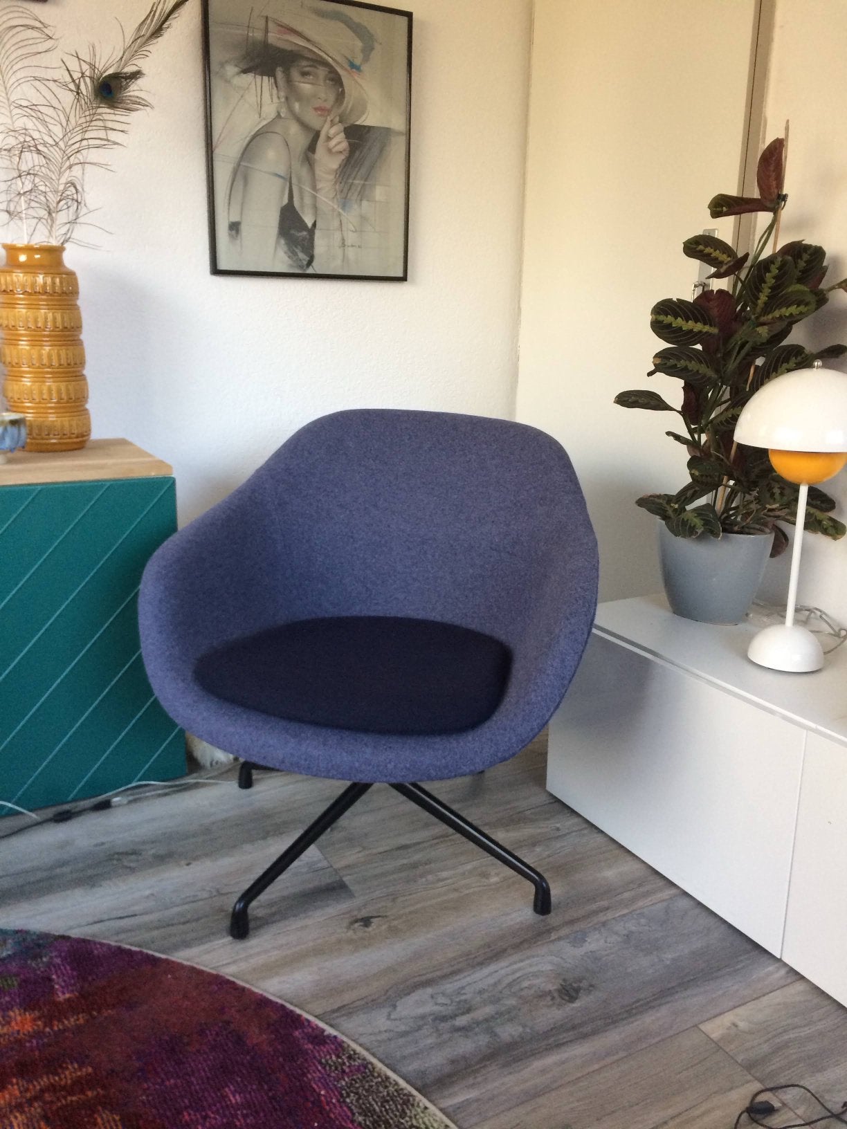 HAY AAL 81 blauw design lounge stoel chair, Ophalen, Zo goed als nieuw, 75 tot 100 cm