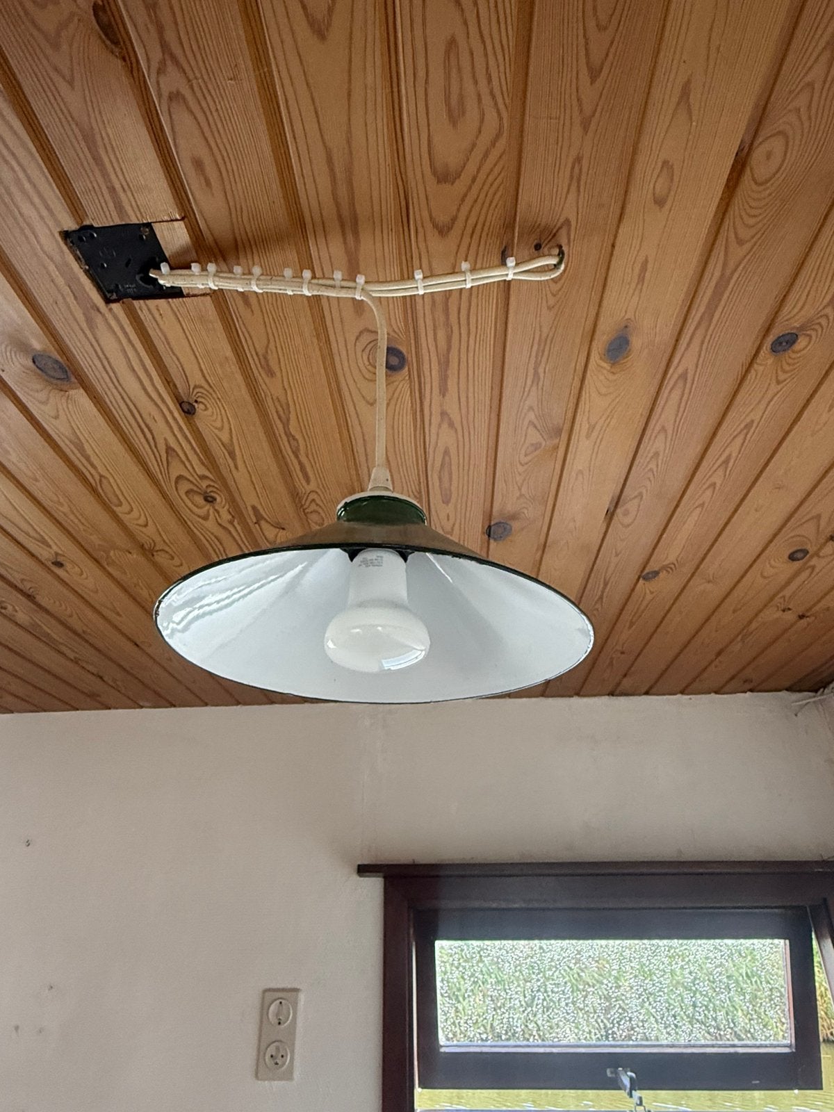 Groene emaille hanglamp, Ophalen, Gebruikt