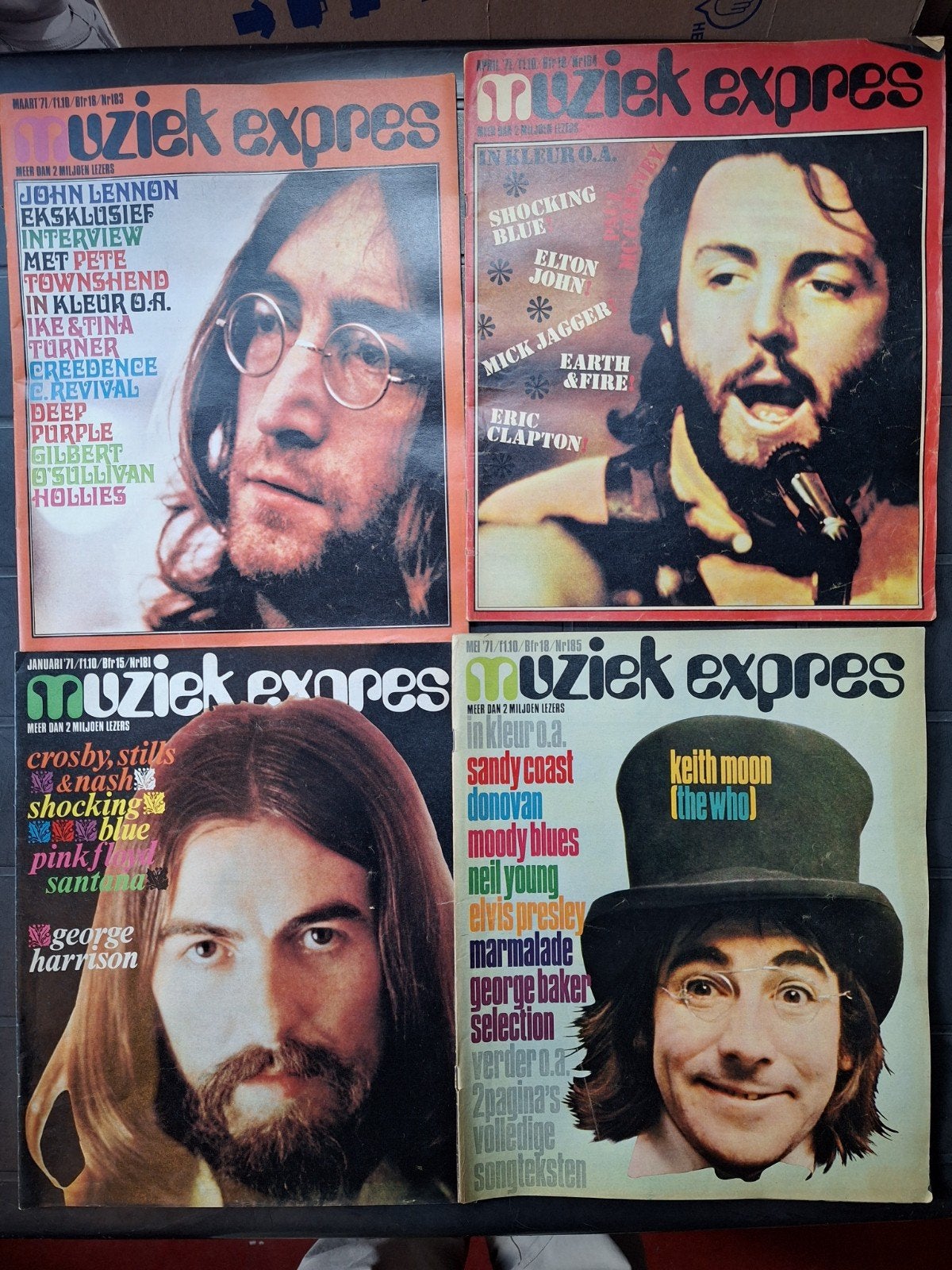 9x Muziek Expres 1971 - Vintage Muziektijdschriften, Ophalen of Verzenden, Gelezen, Muziek, Film of Tv