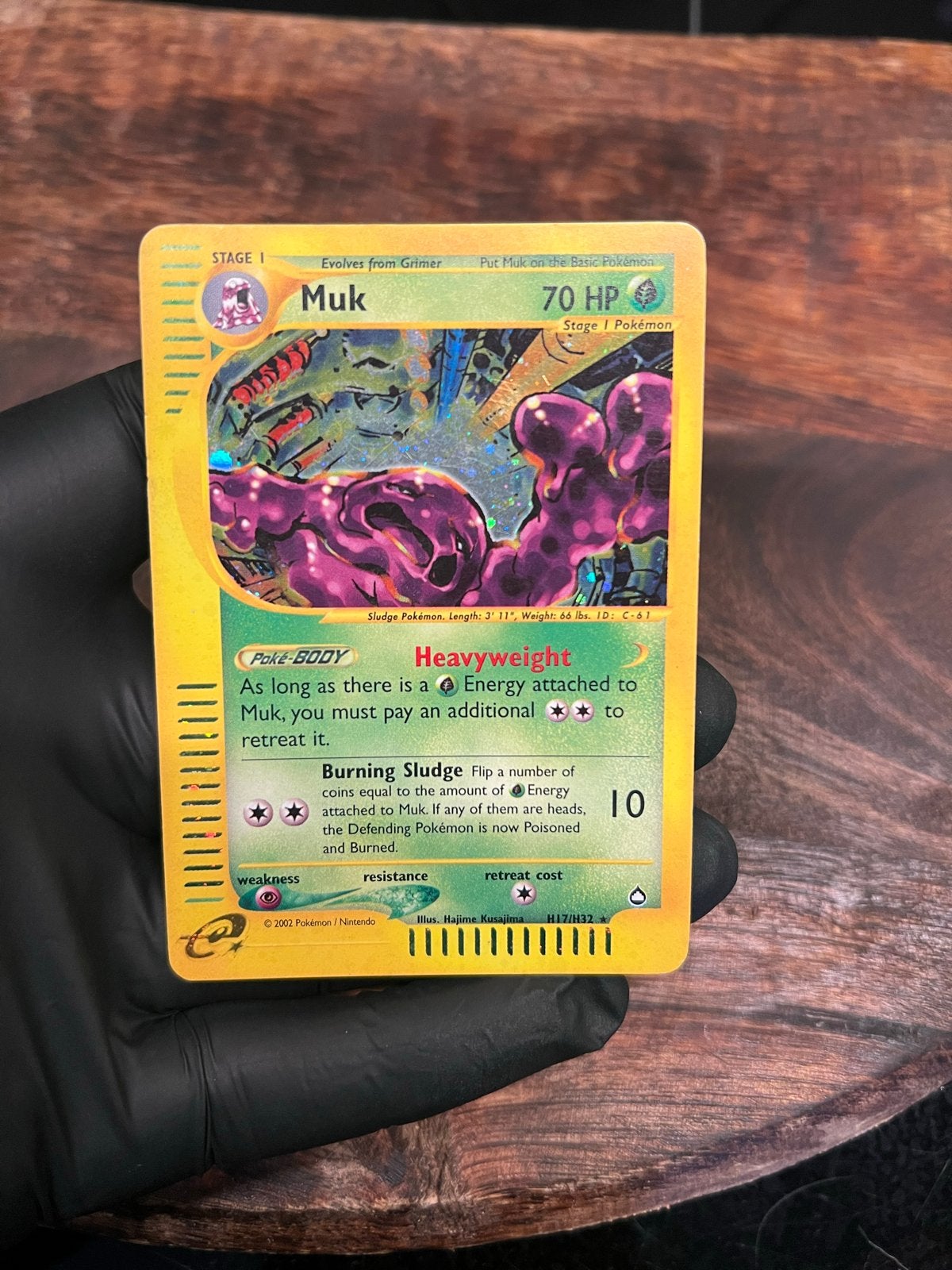 Pokémon Muk H17/H32 Aquapolis Holo Rare Kaart, Ophalen of Verzenden, Gebruikt, Losse kaart, Foil