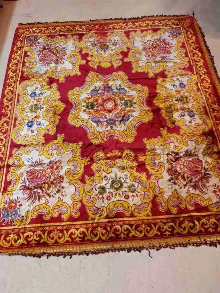 Retro chique velvet grandfoulard rood geel 240/205