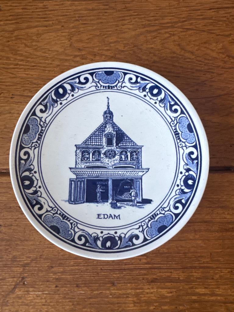 Delfts blauw bordje van Edam - Schoonhoven Holland Handmade, Antiek en Kunst, Ophalen of Verzenden