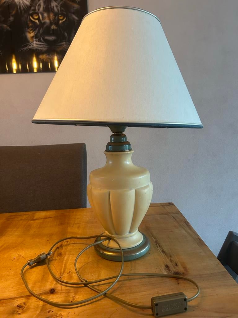 Vintage tafellamp met stoffen kap, Huis en Inrichting, Lampen | Tafellampen, Ophalen, Gebruikt