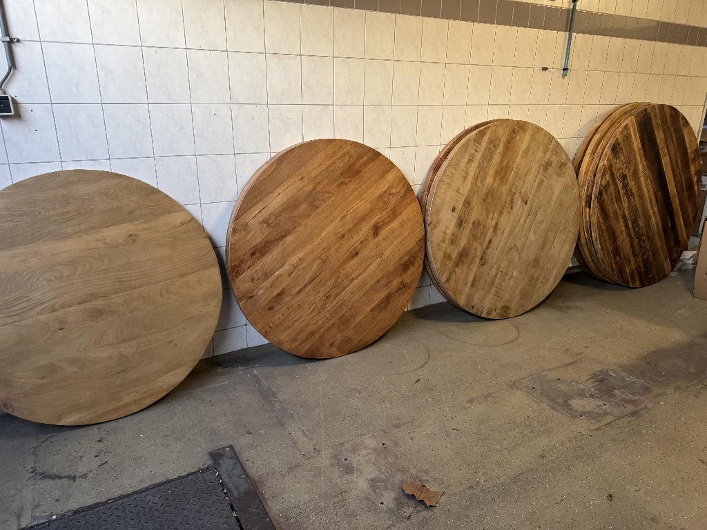 Foto 4 van Tafelblad tafel blad ovaal rond recht mangohout acacia