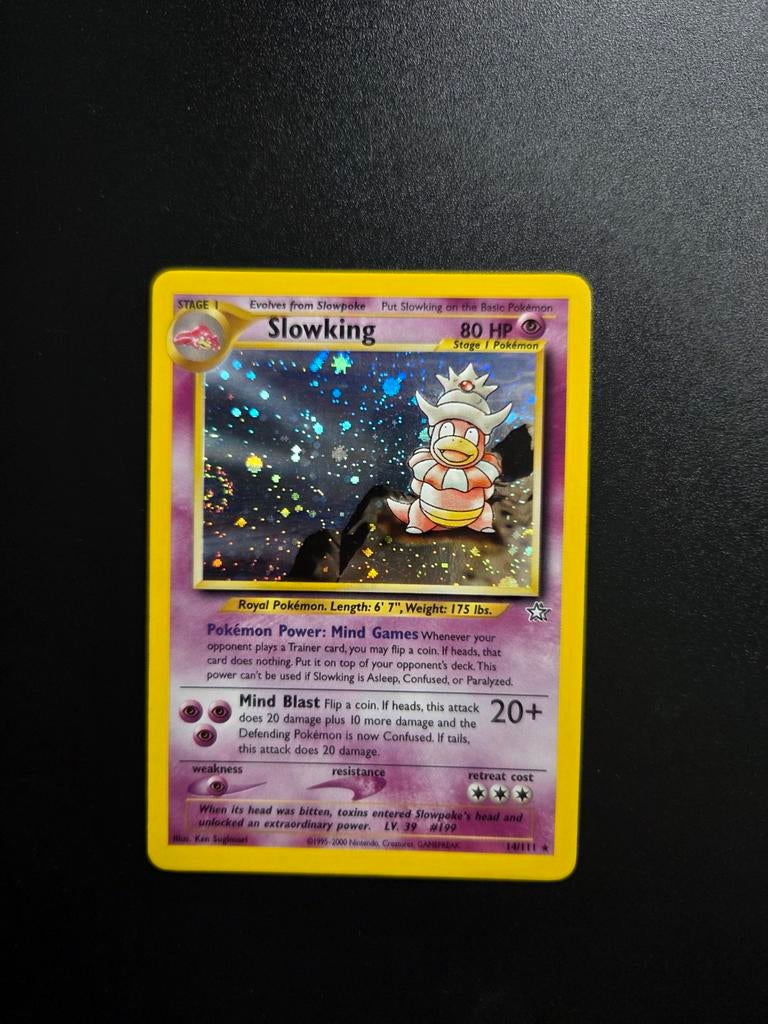 Slowking 14/111 Pokemon Neo Genesis holo swirl, Ophalen of Verzenden, Zo goed als nieuw, Booster, Foil