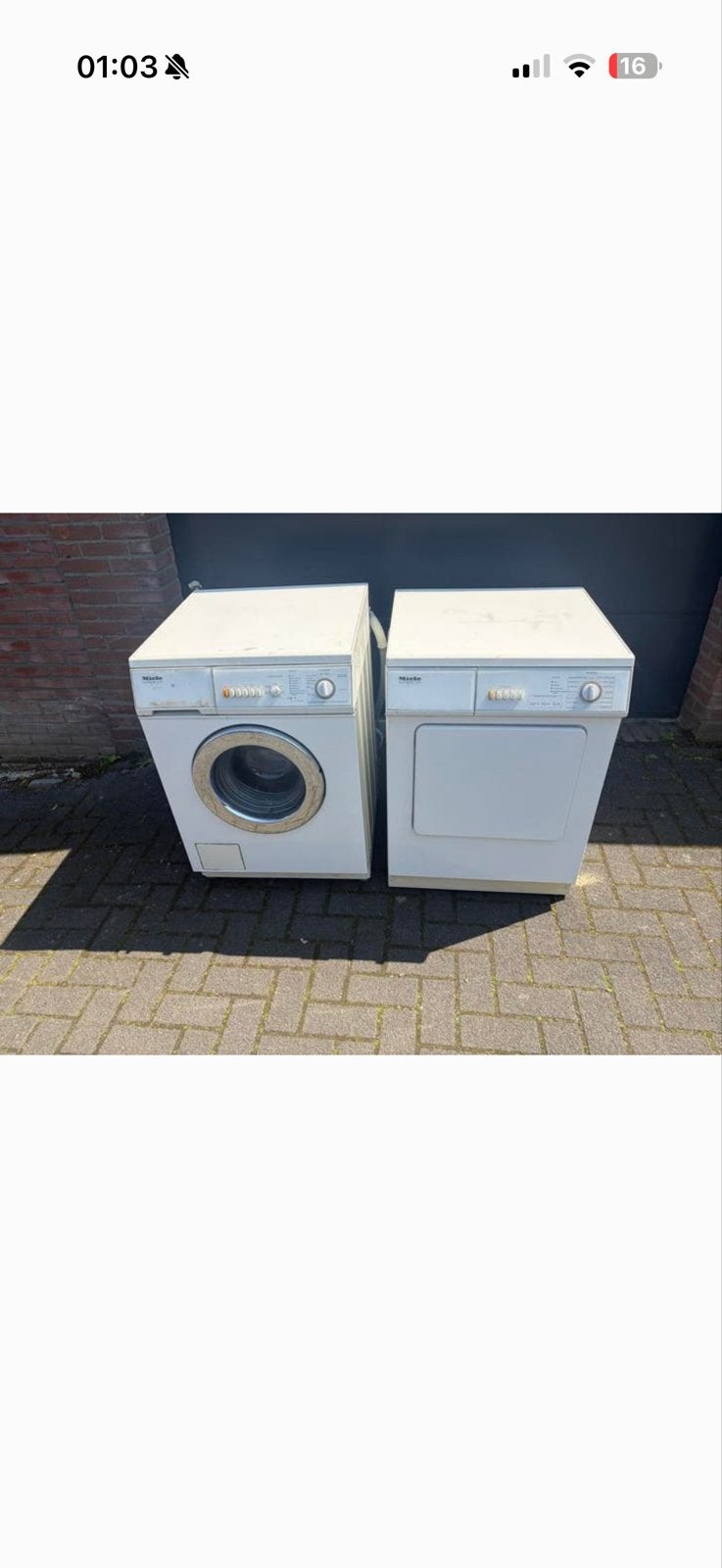 Werkende droger alleen de droger, 6 tot 8 kg, Ophalen, Gebruikt, 85 tot 90 cm