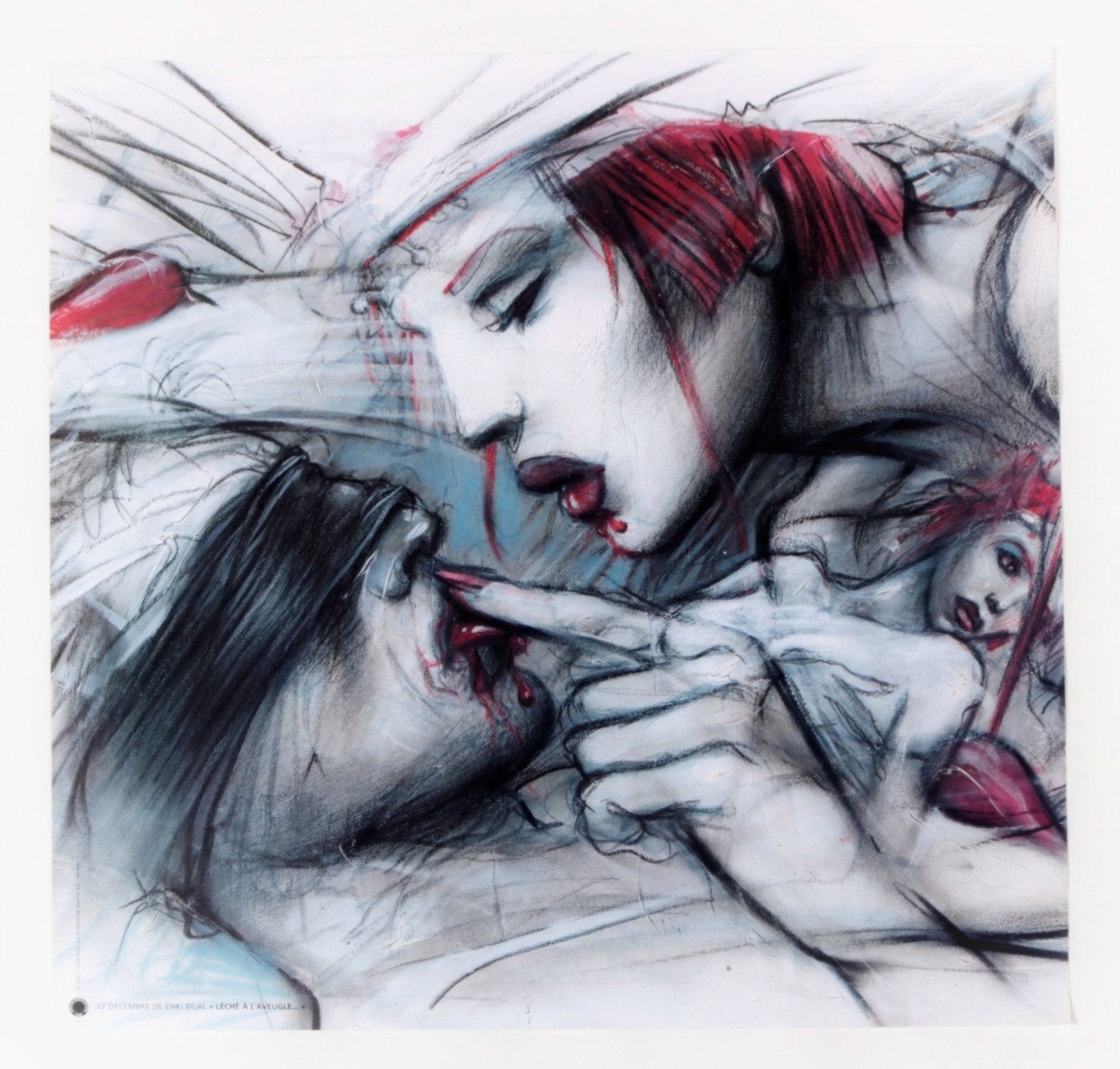 Enki Bilal "Léché à l'aveugle", Personages en Fantasiefiguren, Gesigneerd in de plaat, Offsetdruk, Ophalen of Verzenden