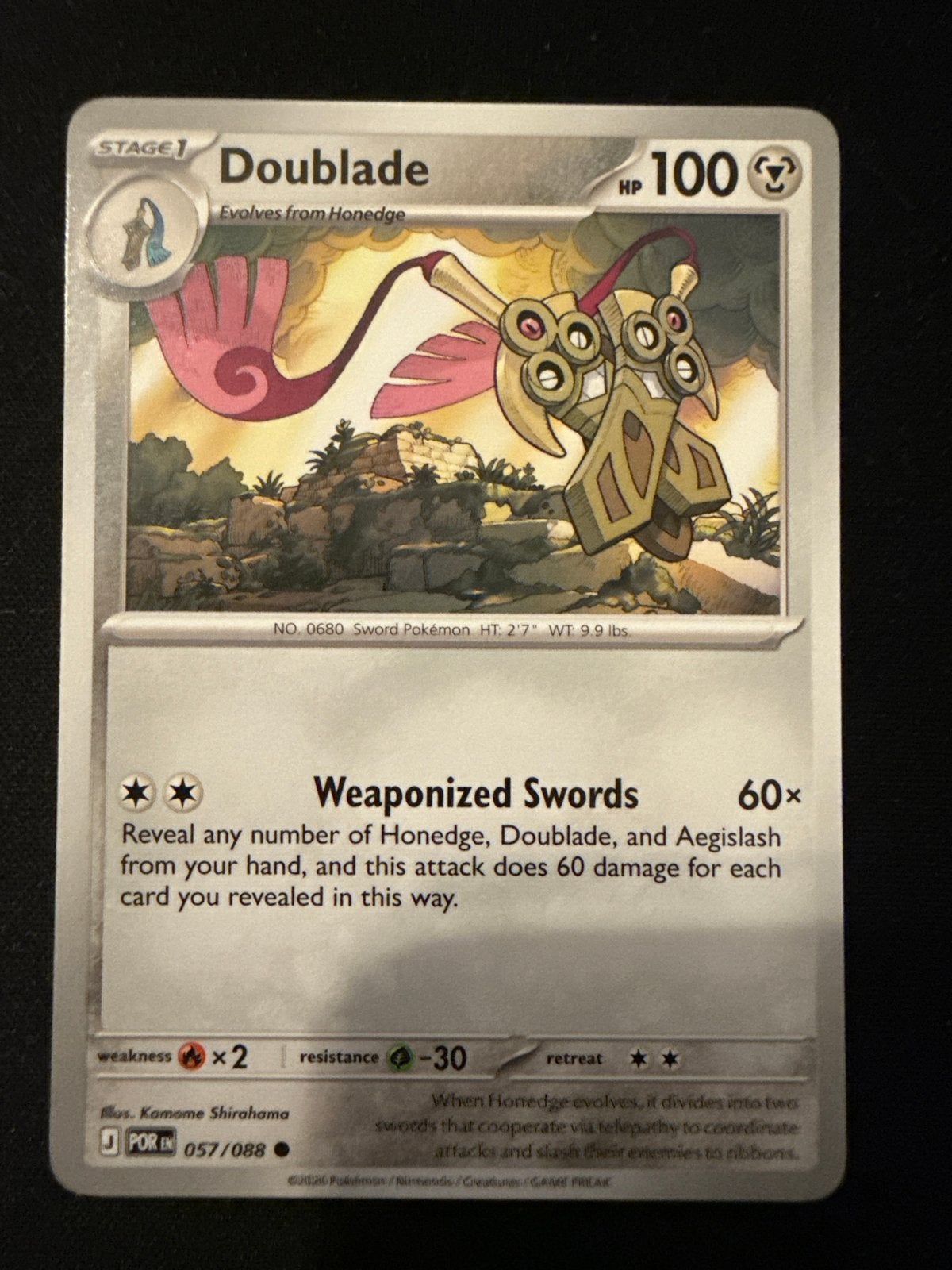Pokémon Kaart: Doublade 057/088 - Zeldzaam, Ophalen of Verzenden, Zo goed als nieuw, Losse kaart