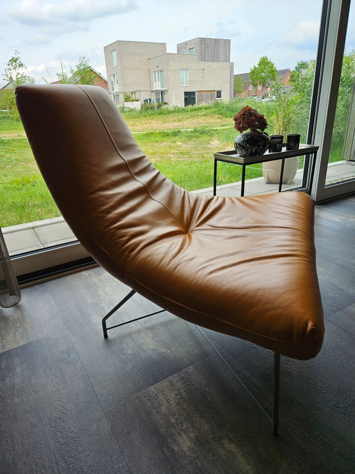 Jess Design fauteuil, leer, zo goed als nieuw, Modern okergeel, Overige kleuren, Leer, Ophalen of Verzenden