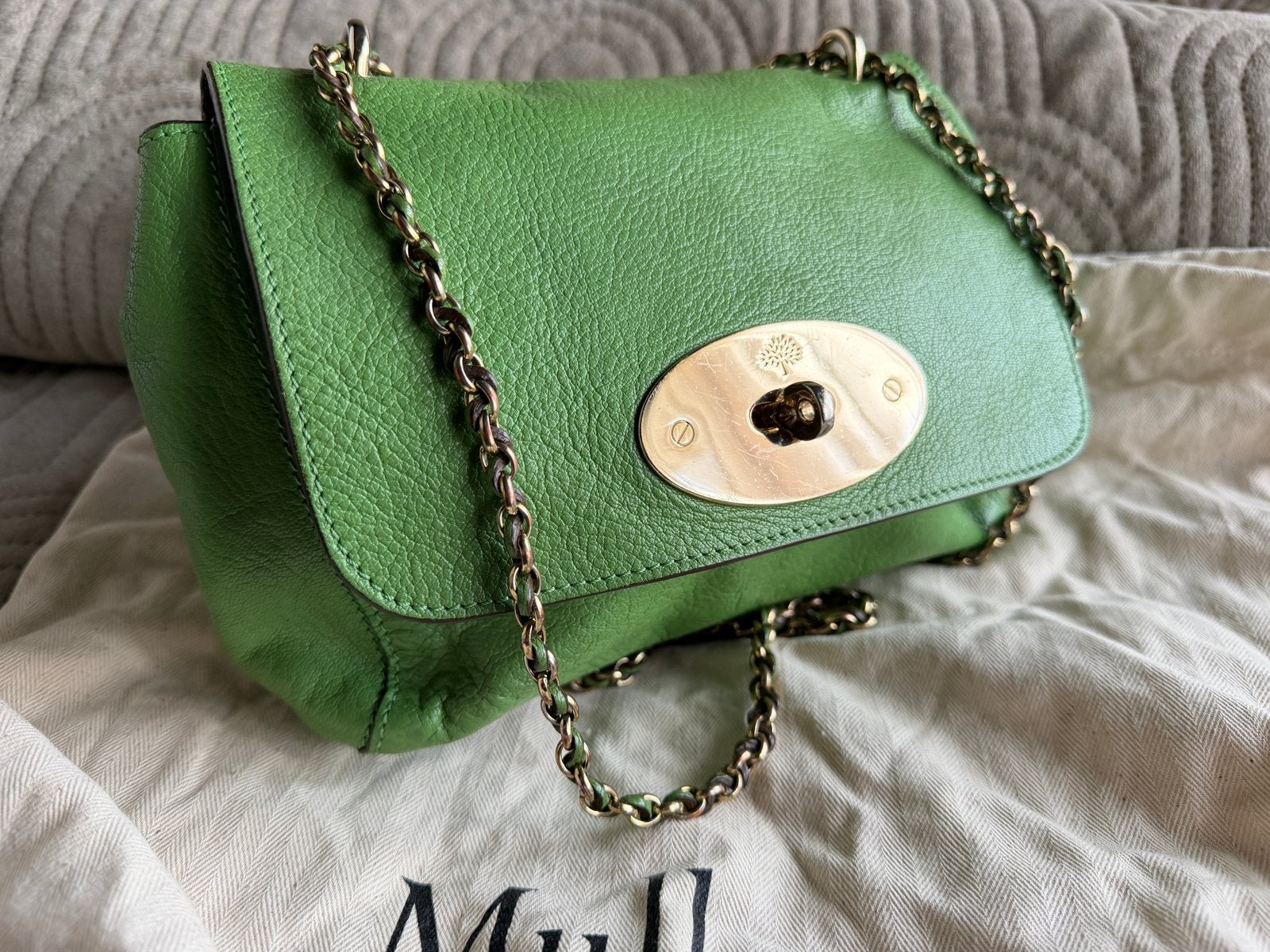 Mulberry Lily. Mulberry. Groen Leer met goud., Ophalen of Verzenden, Gebruikt, Groen, Schoudertasje