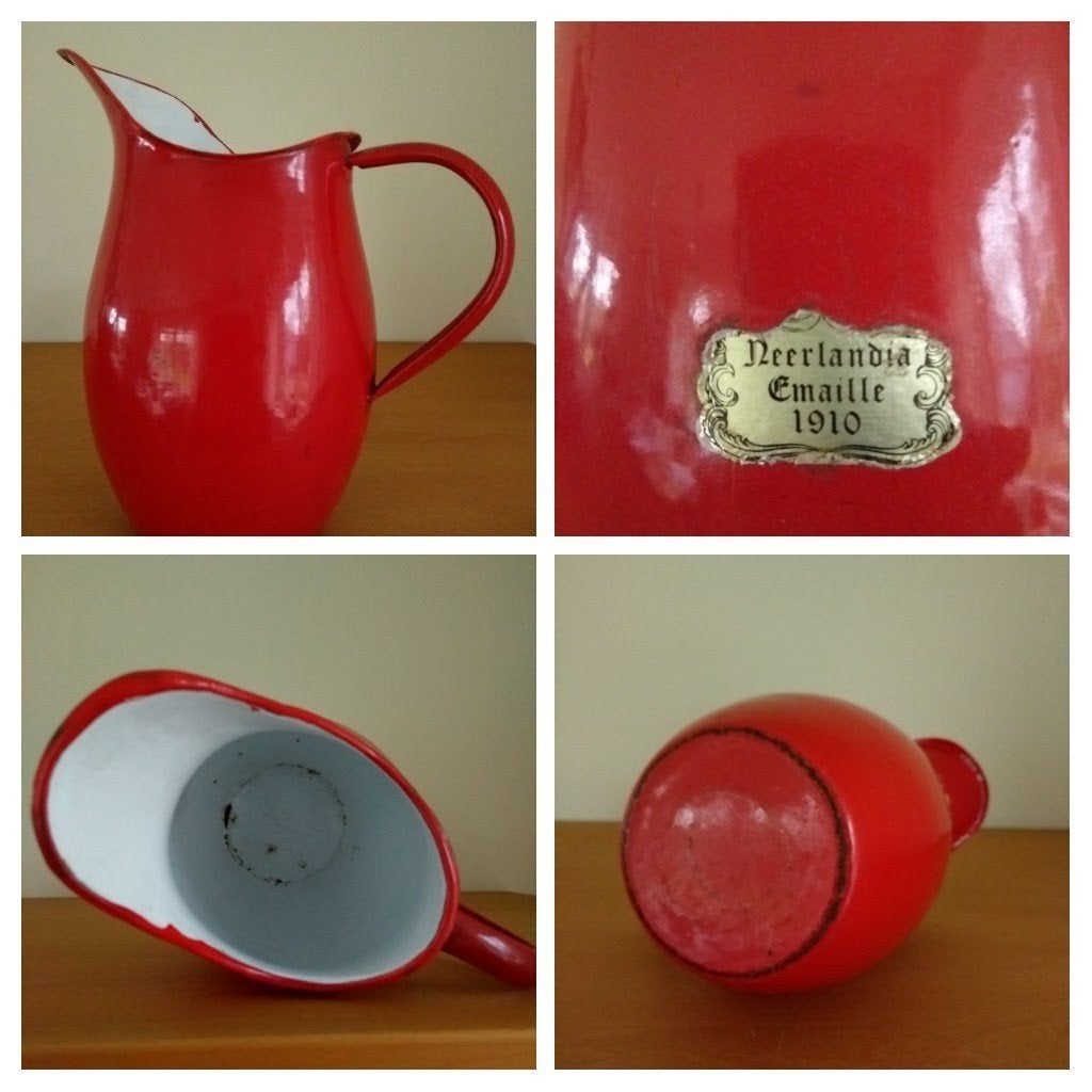 Rood emaille, kan en ketel, Ophalen of Verzenden