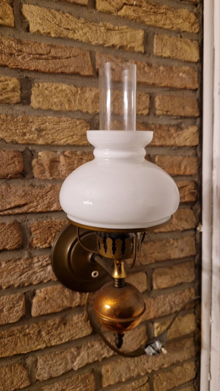 Vintage wandlamp in olielampstijl, Ophalen of Verzenden