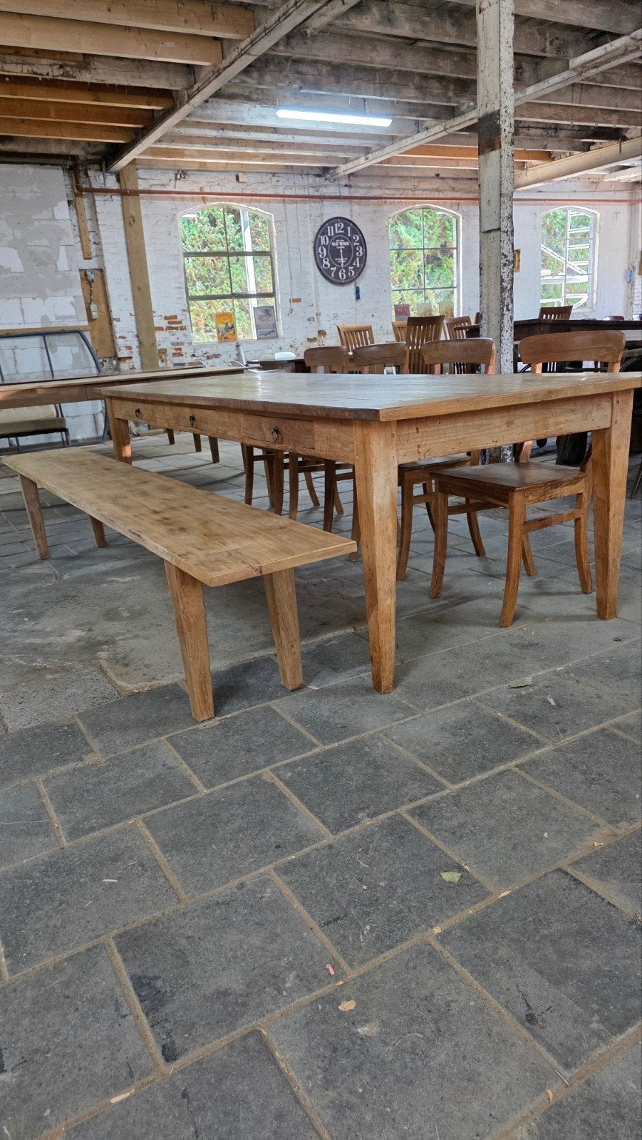 grote boerentafel 275 cm met bank en 4 stoelen, Huis en Inrichting, Gebruikt, 200 cm of meer, Nb, Nb