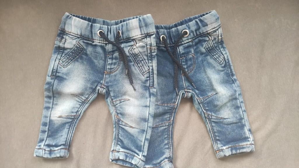 Tweeling zachte stretch broekjes, maat 50, Kinderen en Baby's, Babykleding | Maat 50, Ophalen of Verzenden, Zo goed als nieuw