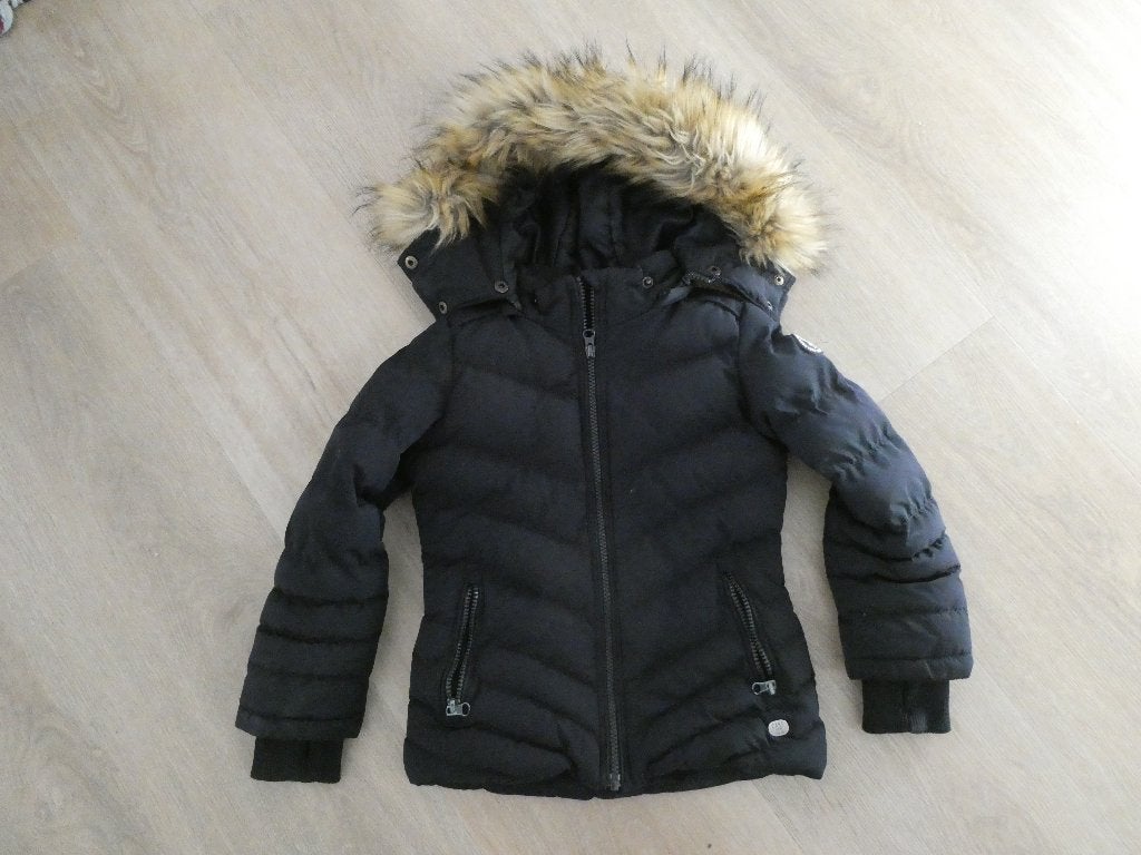 Donkerblauwe winterjas Cars Jeans maat 116, Ophalen, Gebruikt, Meisje, Cars Jeans