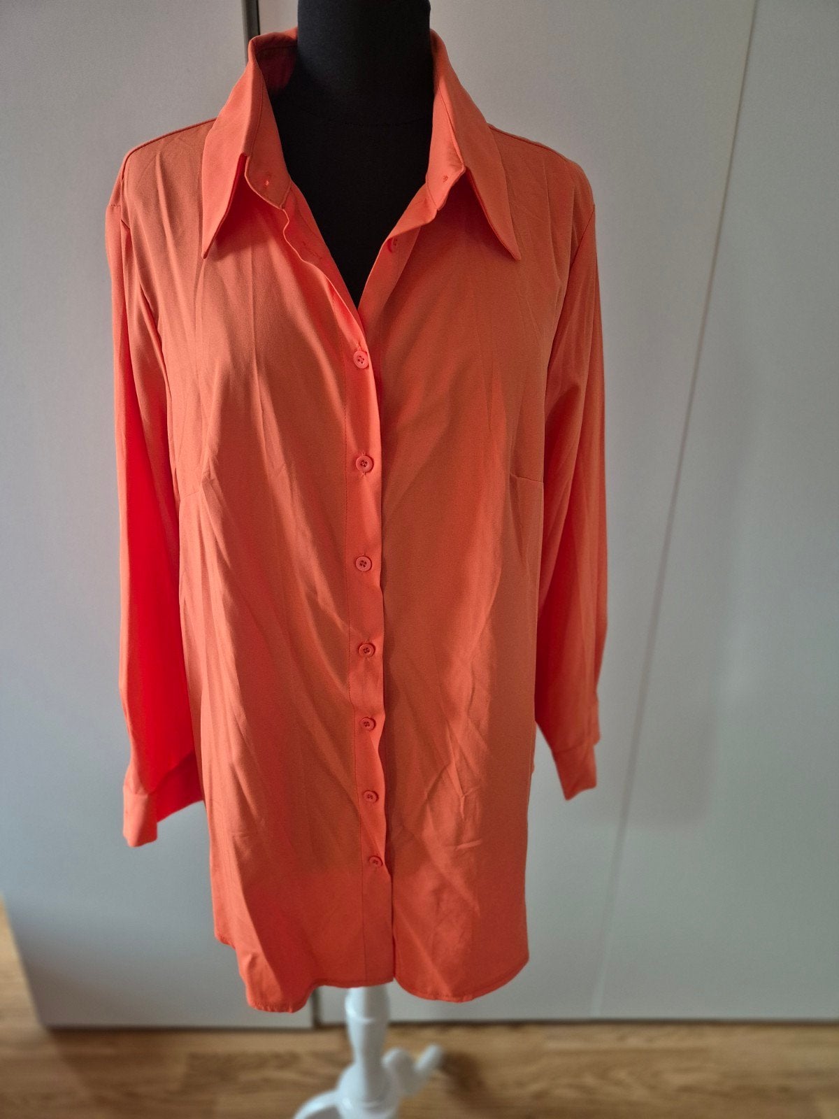 Oranje Oversized Blouse / Hemd – Shein Curve – Maat 1XL, Maat 46/48 (XL) of groter, Oranje, Ophalen of Verzenden, Zo goed als nieuw