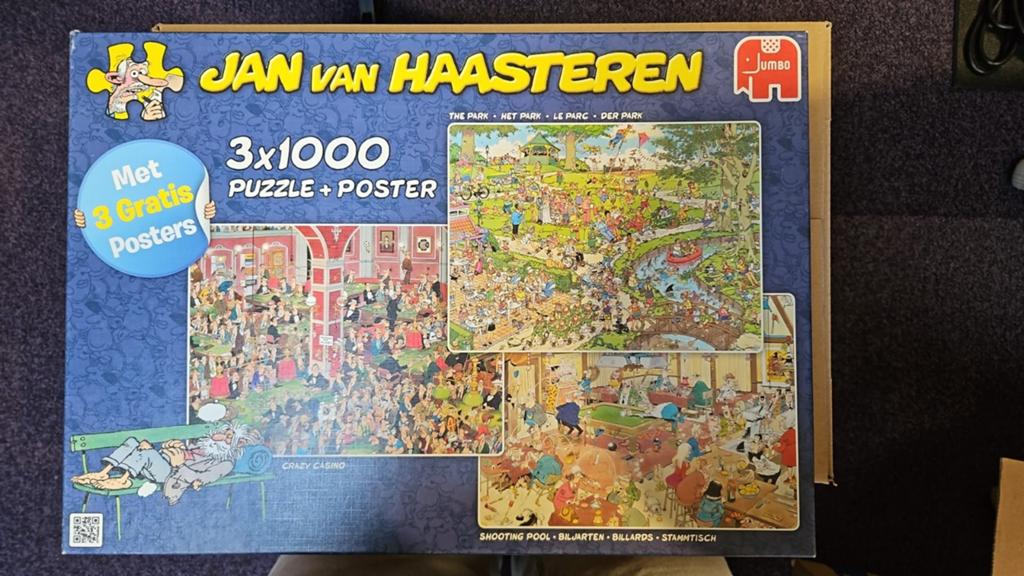 Jan van Haasteren 3x1000 Puzzel + 3 Gratis Posters, Hobby en Vrije tijd, Denksport en Puzzels, Ophalen, 500 t/m 1500 stukjes, Gebruikt