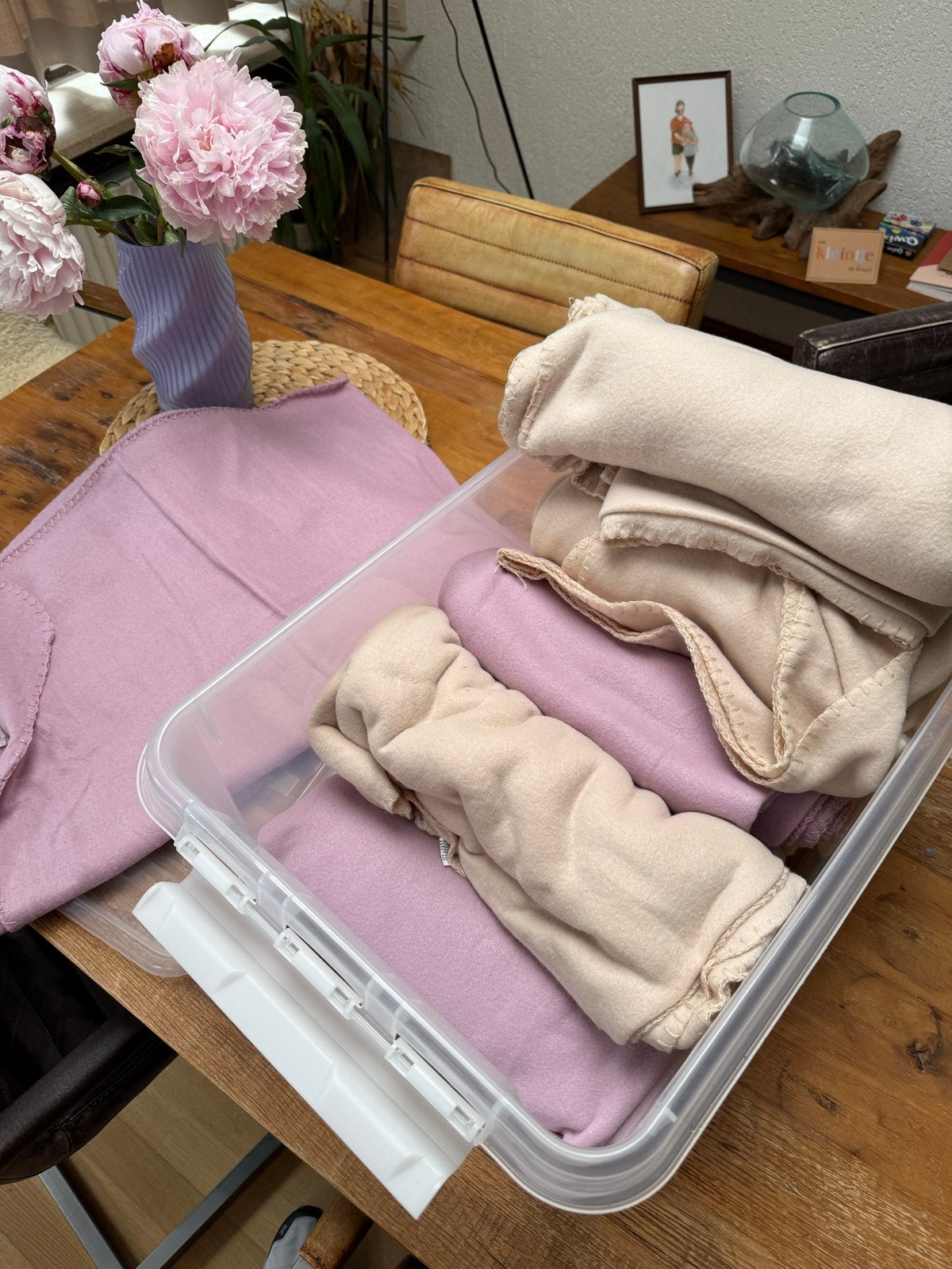 Meerdere fleece deken 120x160 cm - Roze en beige, Ophalen, Zo goed als nieuw, Beige, Rechthoekig