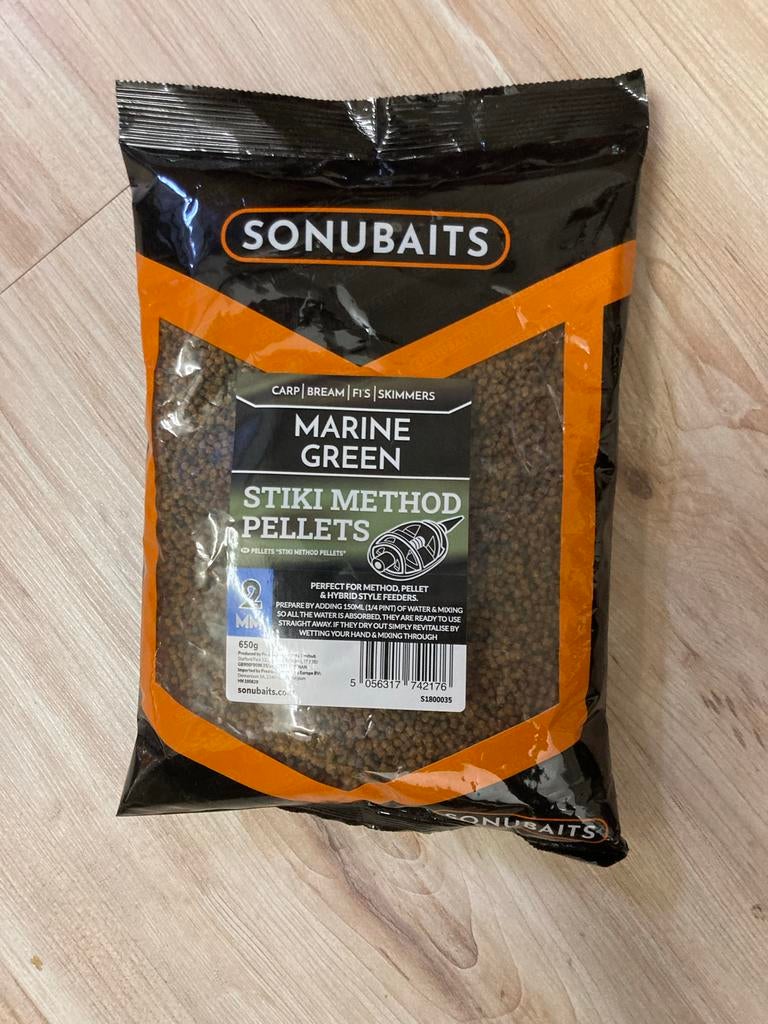 Sonubaits Marine Green Stiki Method Pellets 2mm 650g, Ophalen of Verzenden, Nieuw, Overige typen