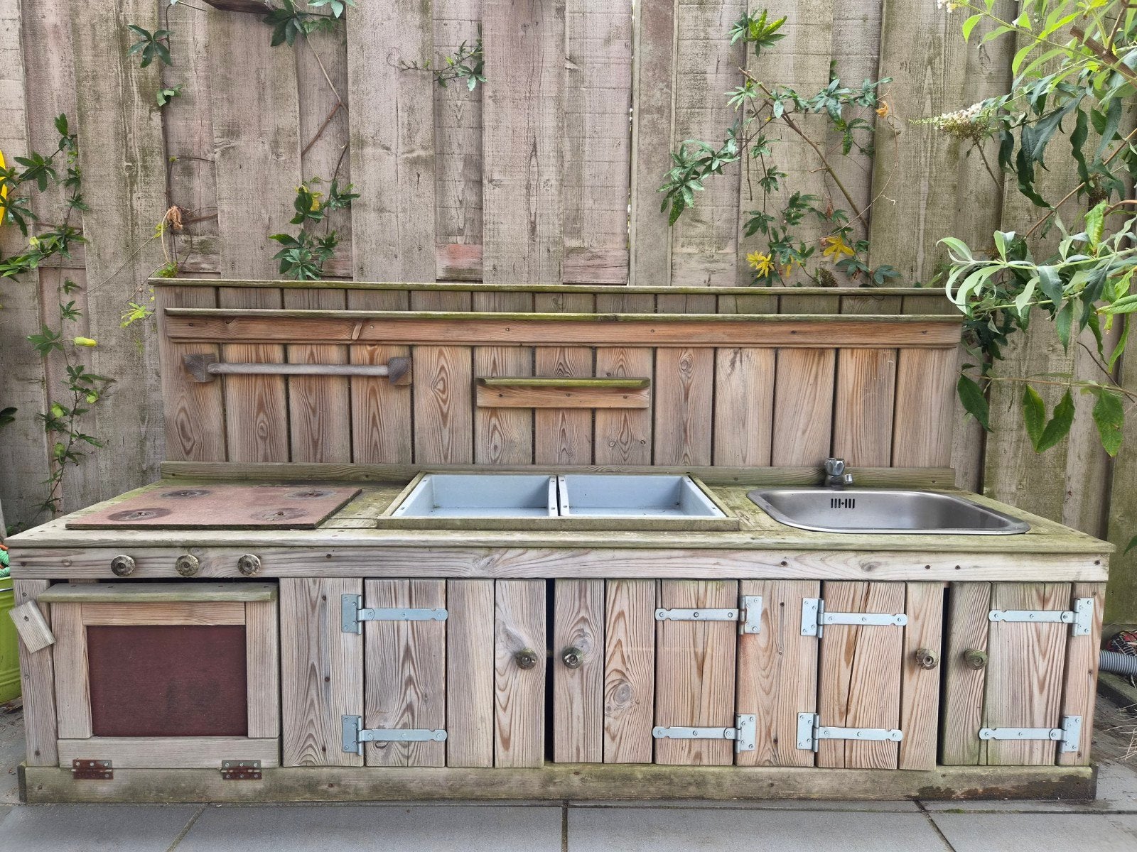 Houten Buiten Speelkeuken met Waterkraan en Oven, Ophalen, Gebruikt, Hout, Speelkeuken