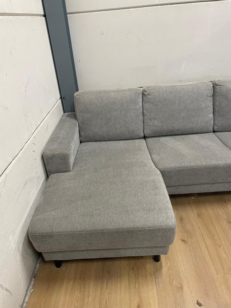 Mooie luxe suede grijze hoekbank - GEREINIGD!!!, Huis en Inrichting, Ophalen, 125 tot 150 cm, Luxe, Hoekbank