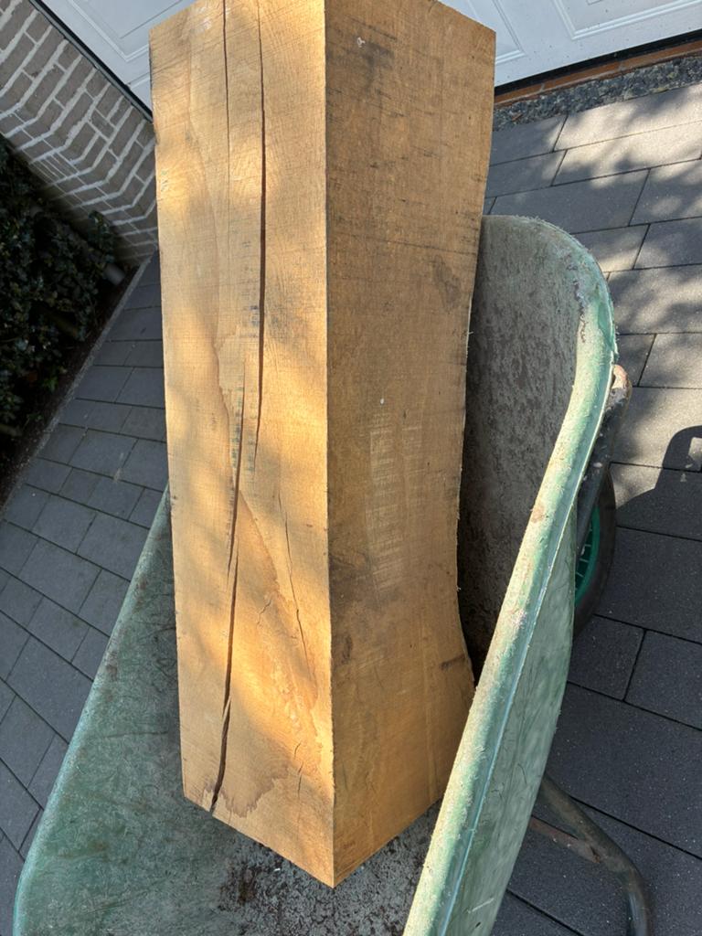 Eiken paal / zuil / sokkel 85 x 24 x24 cm, Tuin en Terras, Palen, Balken en Planken, Ophalen, Zo goed als nieuw, 250 cm of meer