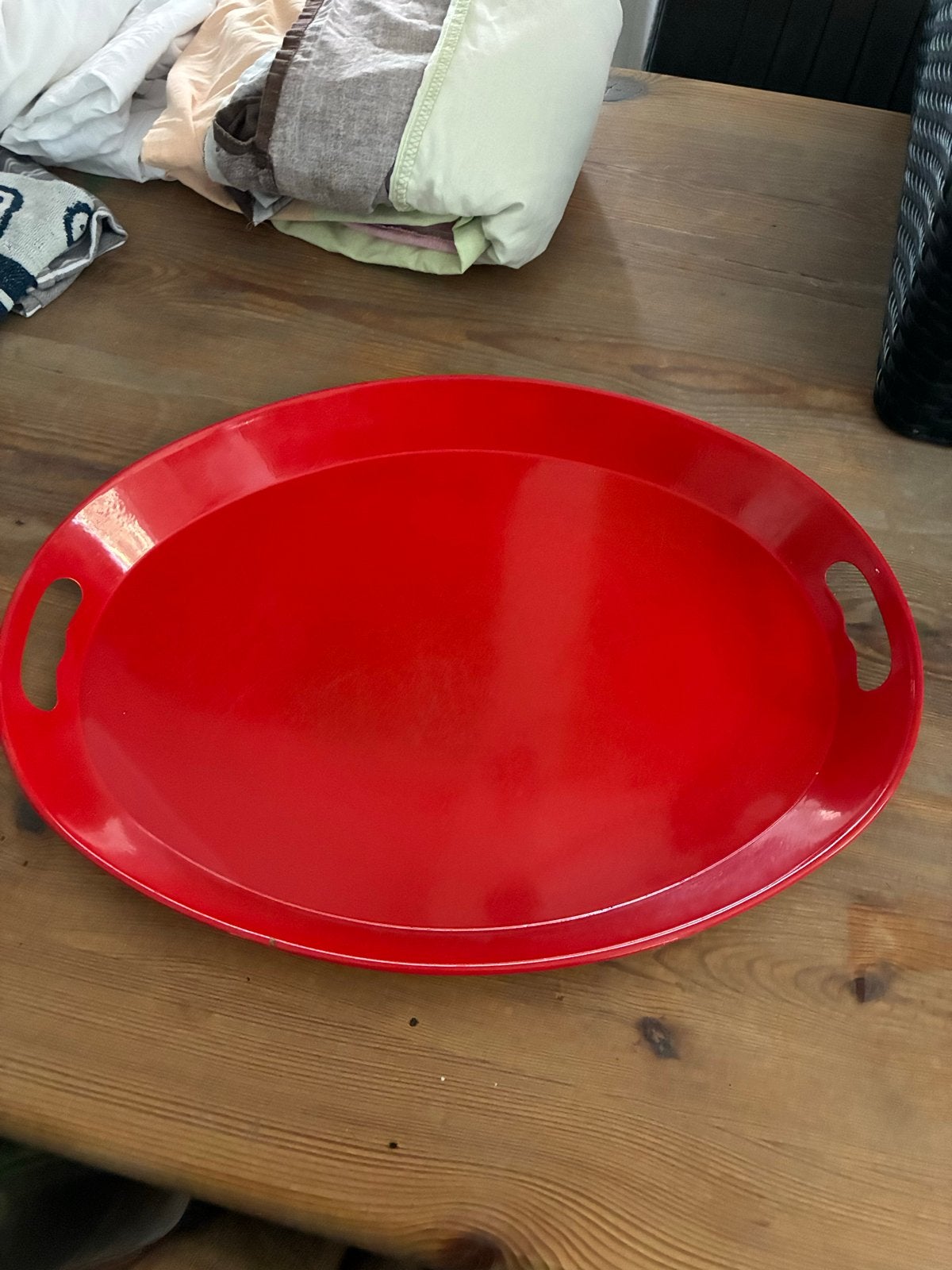 Zeldzaam rood emaille dienblad - Uitzonderlijke staat, Ophalen of Verzenden