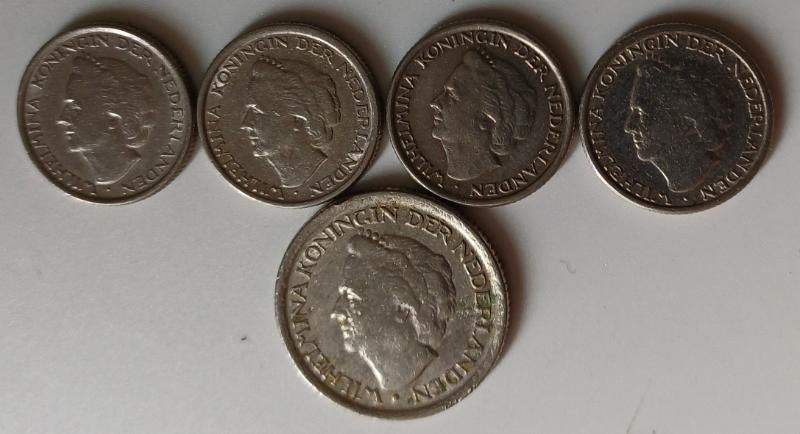 4 Stuks10 cent en een kwartje wilhelmina 1948, Ophalen of Verzenden, Koningin Wilhelmina, 10 cent, Setje