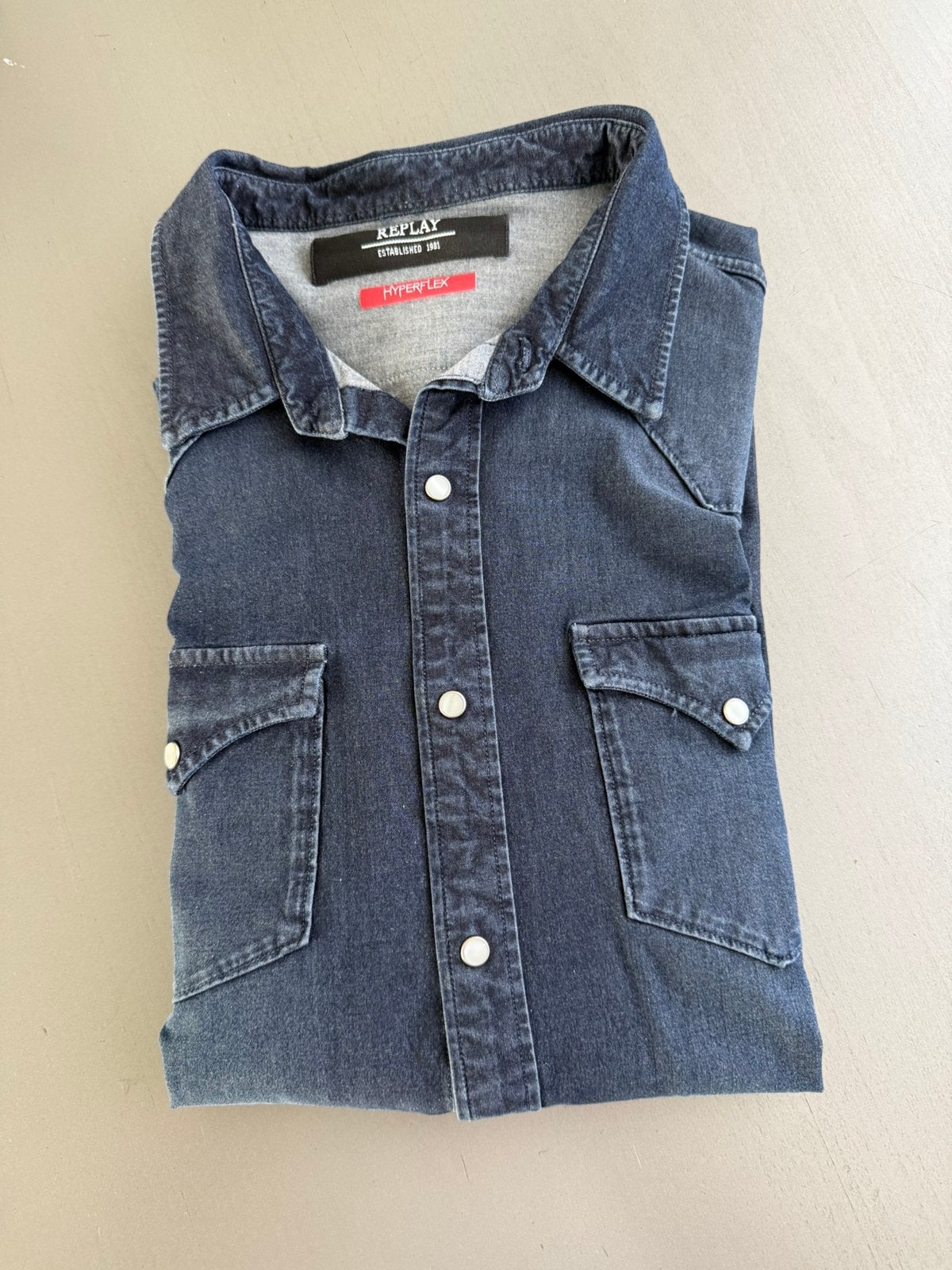 Replay jeans overhemd spijkerblouse hyperflex maat xl, Ophalen of Verzenden, Zo goed als nieuw, Blauw, Halswijdte 43/44 (XL)