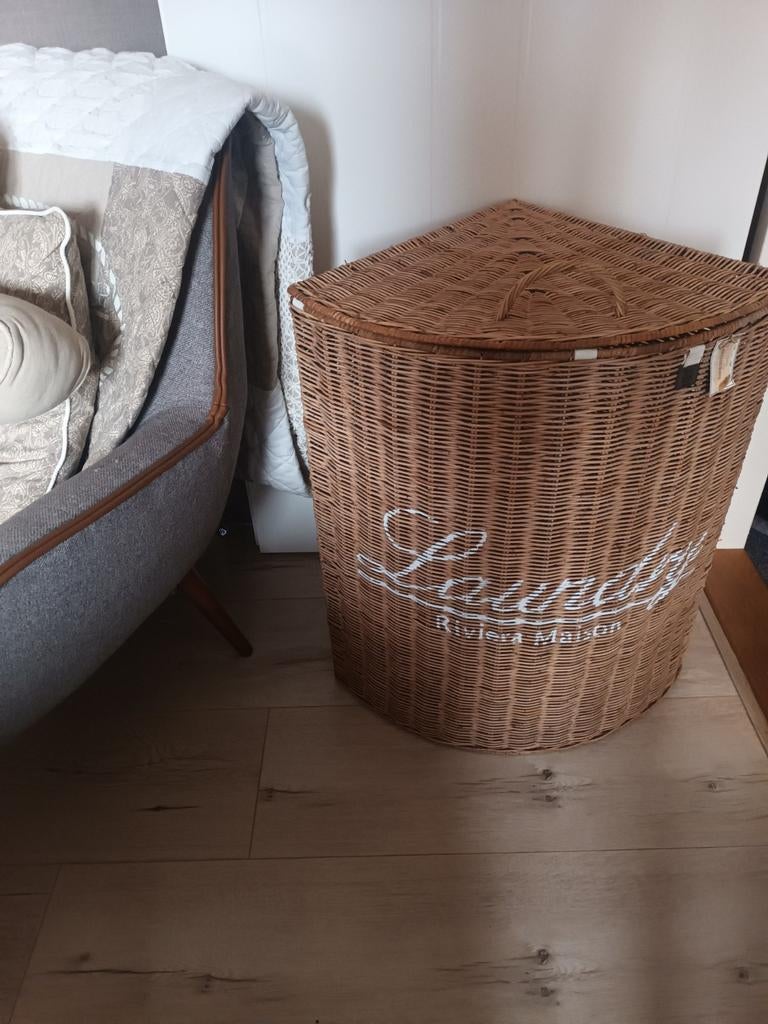 Riviera maison wasmand, Ophalen, Zo goed als nieuw, Rond, Riet