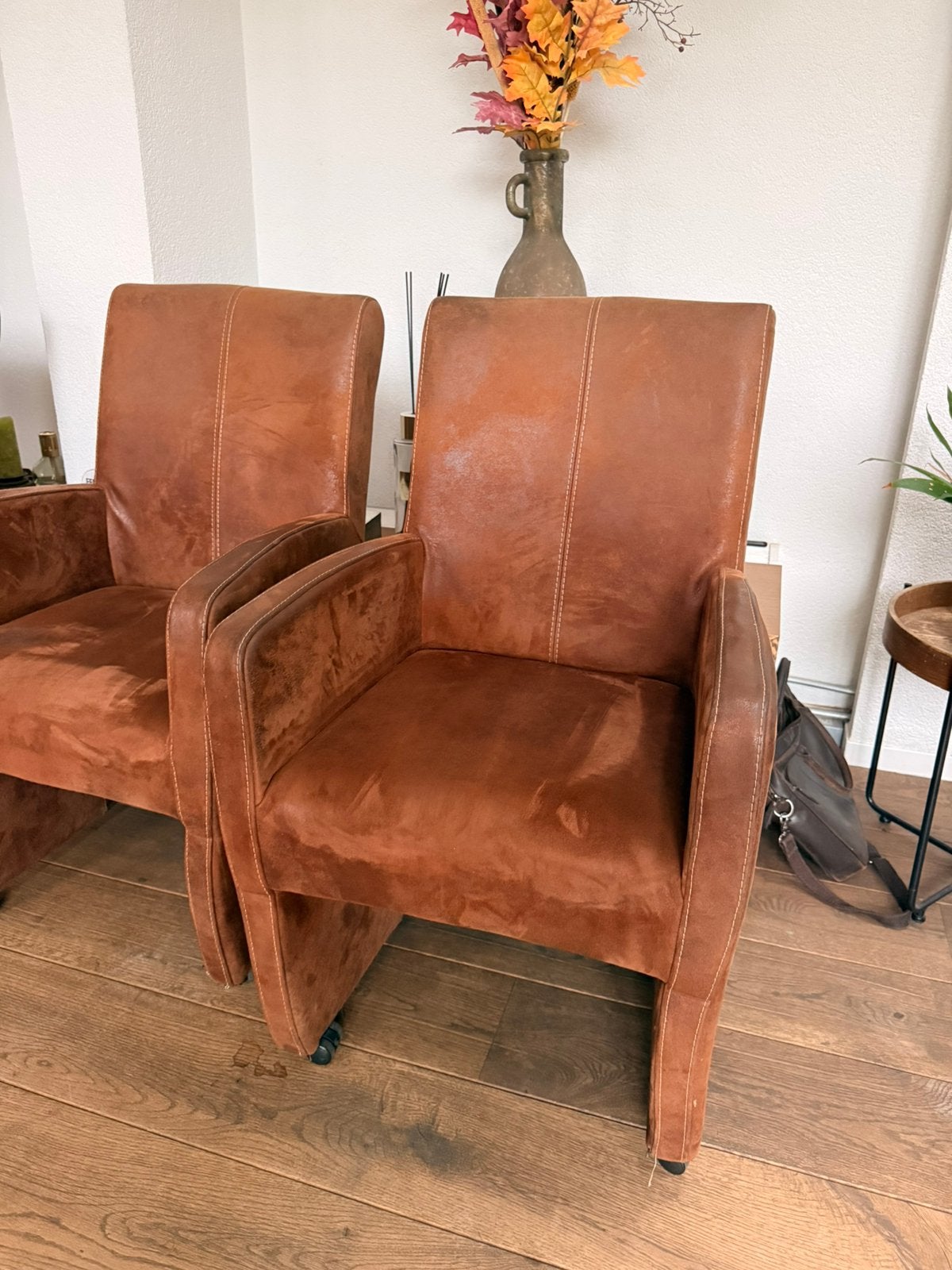 6 Luxe Eetkamerstoelen van Echt Leer – Hoge Kwaliteit, Huis en Inrichting, Fauteuils, Ophalen, Minder dan 75 cm, Leer, Zo goed als nieuw