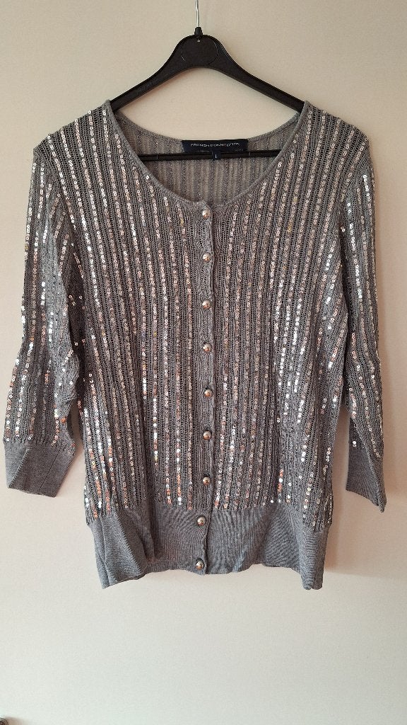 Grijs vest met glitters French connection Maat L ZGAN, French Connection, Maat 42/44 (L), Ophalen of Verzenden, Zo goed als nieuw