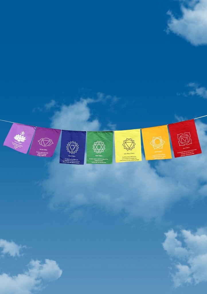 Zeven chakras gebedsvlaggen - groot, Verzenden, Nieuw, Nepalhandwerk.nl, Nepalhandwerk.nl