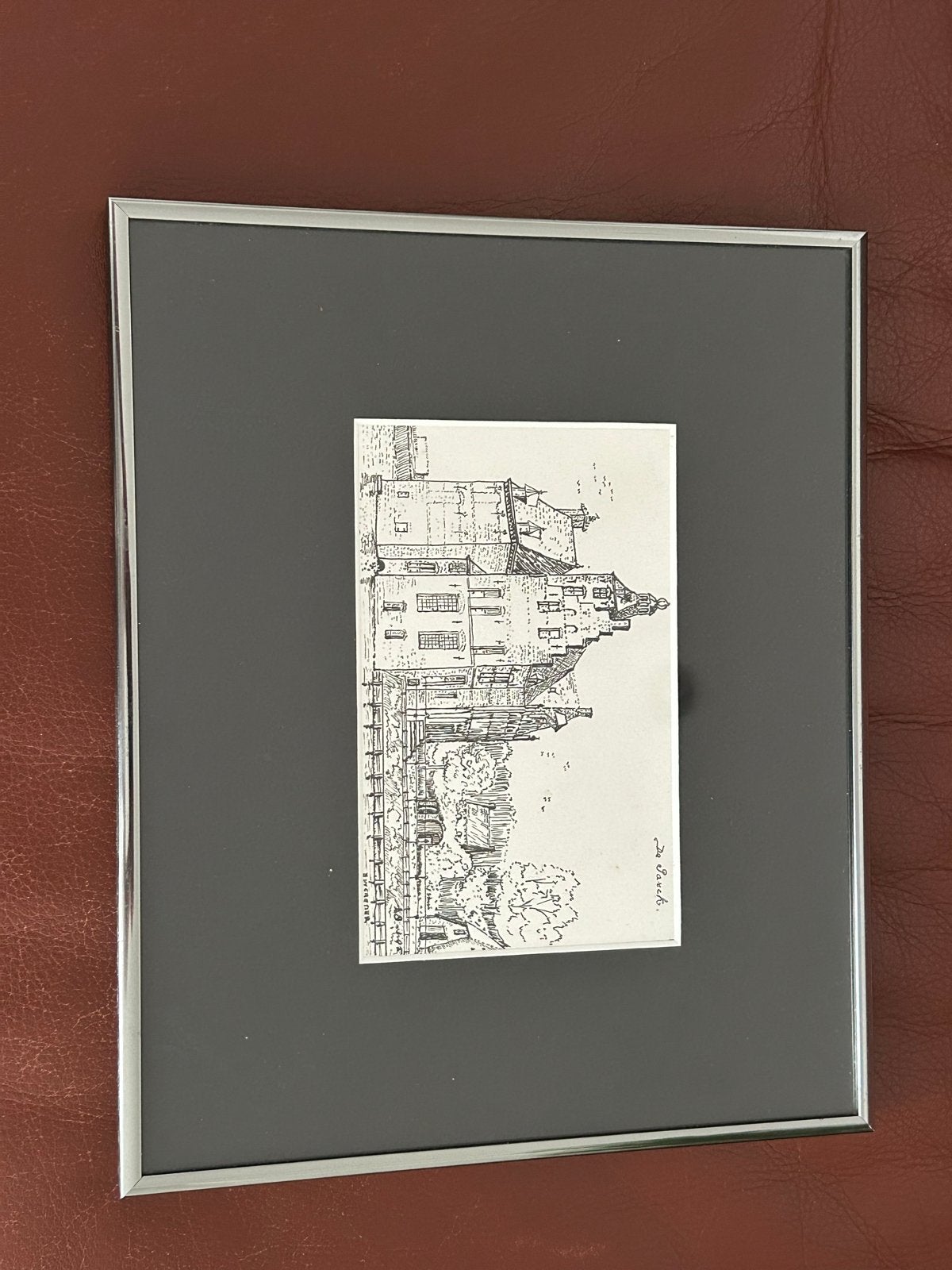 Pentekening 'De Parck te Elst' in stalen lijst (29x24cm), Ophalen, Tekening, Pentekening, Ingelijst