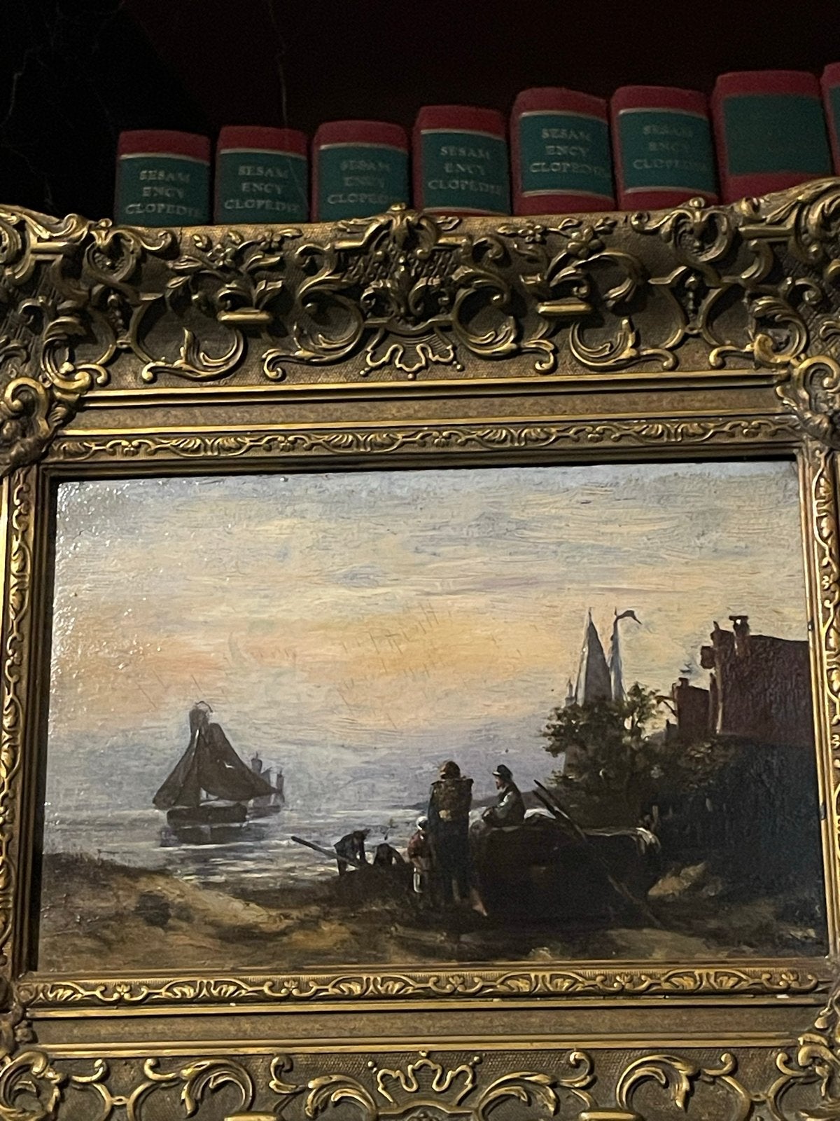 Antiek olieverf Schilderijpaneel romantische school ca 1850, Antiek en Kunst, Ophalen of Verzenden, Olieverf, Klassiek, Ingelijst