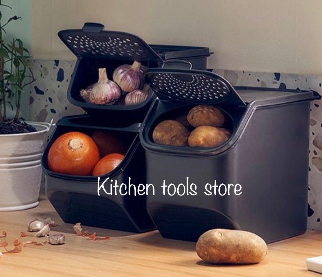 Nieuwe Tupperware Zwarte 3 delige ReuzeSmart set op voorraad, Ophalen of Verzenden, Nieuw, Overige kleuren, Bak of Kom