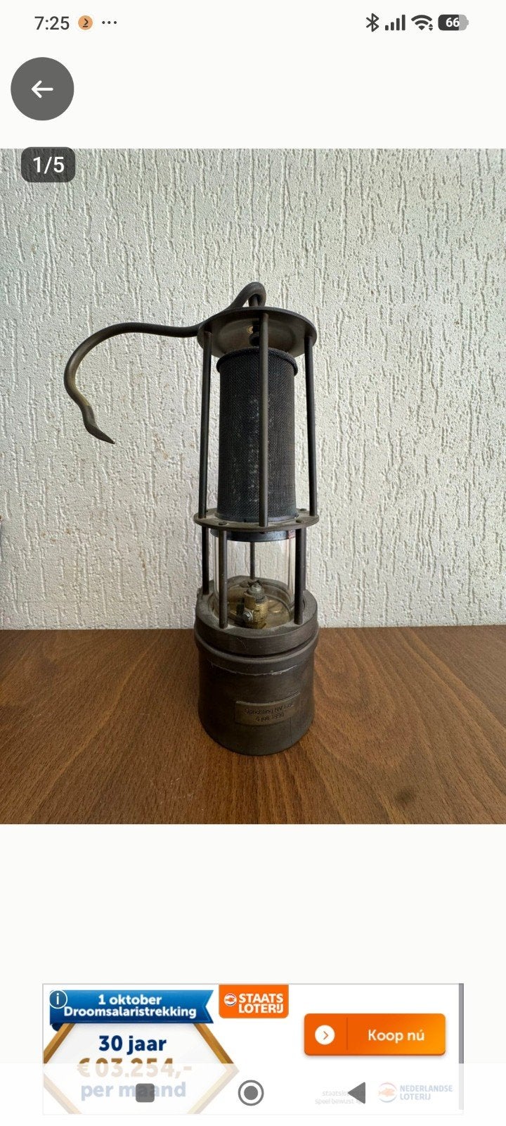 Antieke mijnlamp - Davy lamp, Ophalen of Verzenden, Huis en Inrichting