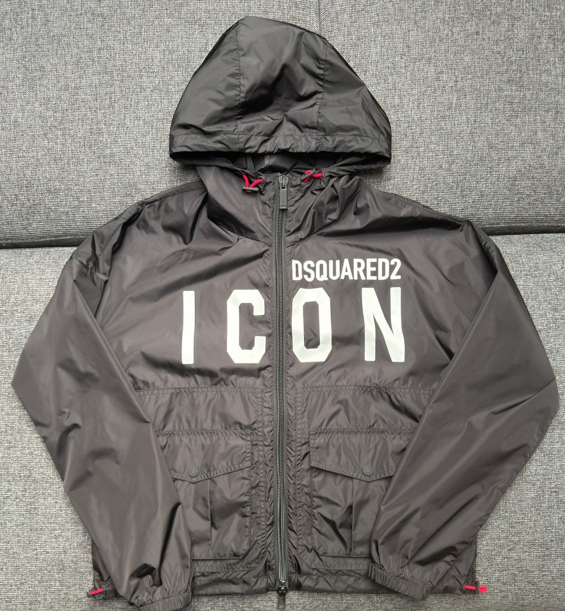 Originele Dsquared windjack maat S, Ophalen of Verzenden, Zo goed als nieuw, Maat 46 (S) of kleiner, Zwart