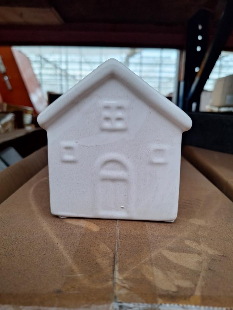 Schattig stenen huisje voor plantje - Wit keramiek, Steen, Minder dan 30 cm, Minder dan 60 cm, Ophalen of Verzenden