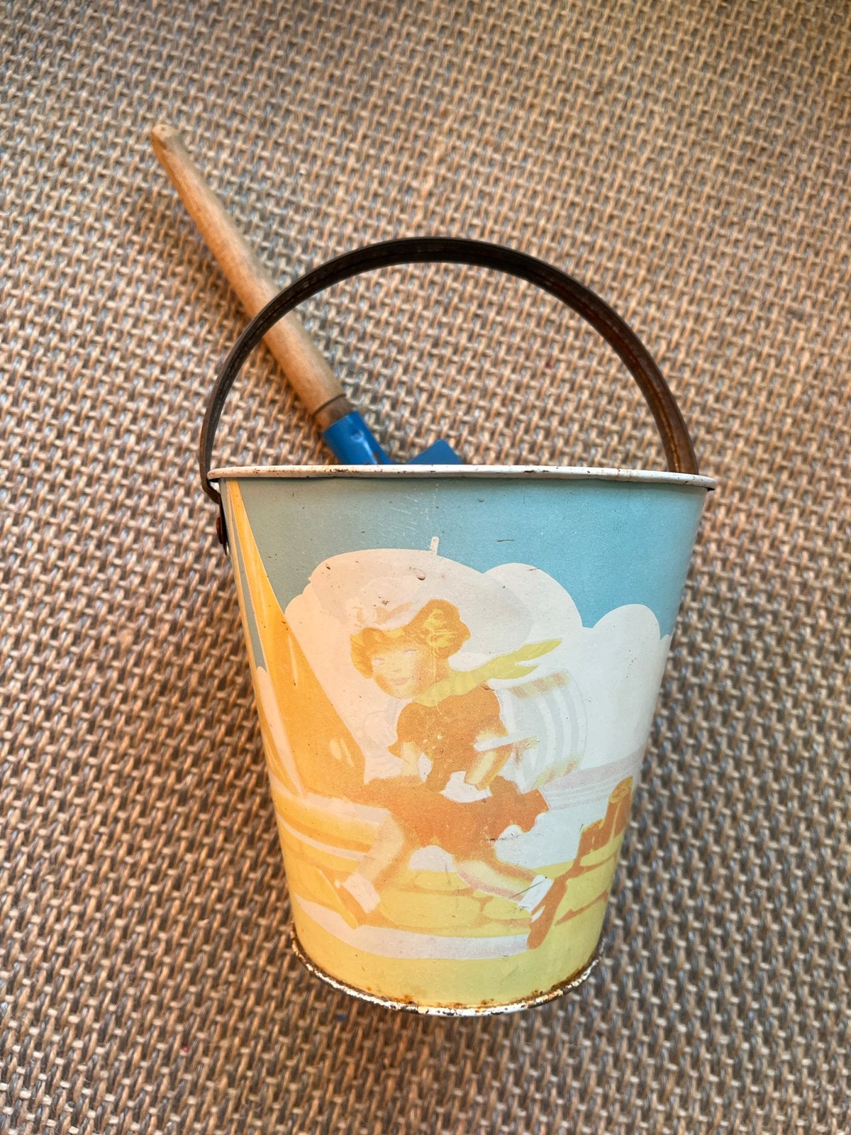 Vintage metalen emmertje en schepje - decoratie kinderkamer, Ophalen of Verzenden, Gebruikt, Jongen of Meisje