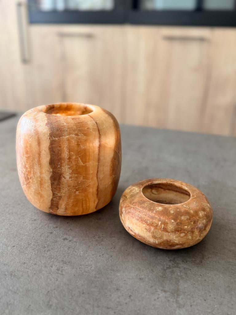 Alabaster set, Overige materialen, Nieuw, Ophalen of Verzenden, Bruin
