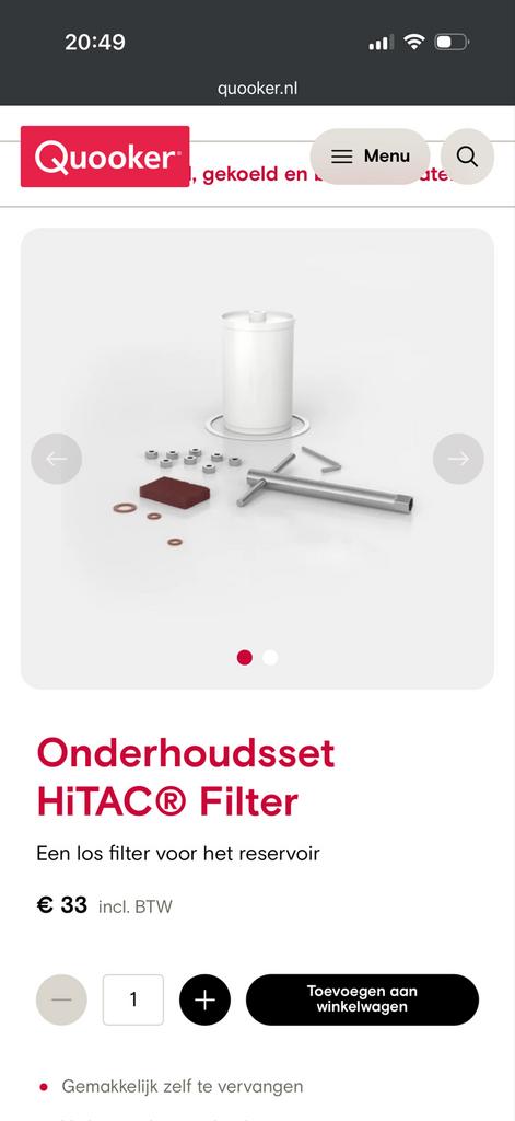 Quooker Pro 3 serviceset binnenwerk (31.197.00), Ophalen of Verzenden, Gebruikt