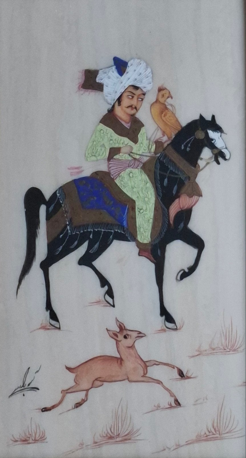 Aziatische olieverf miniatuur.  Ca 1920. 21/27 cm., Antiek en Kunst, Kunst | Schilderijen | Klassiek, Ophalen, Paneel, Overige stijlen