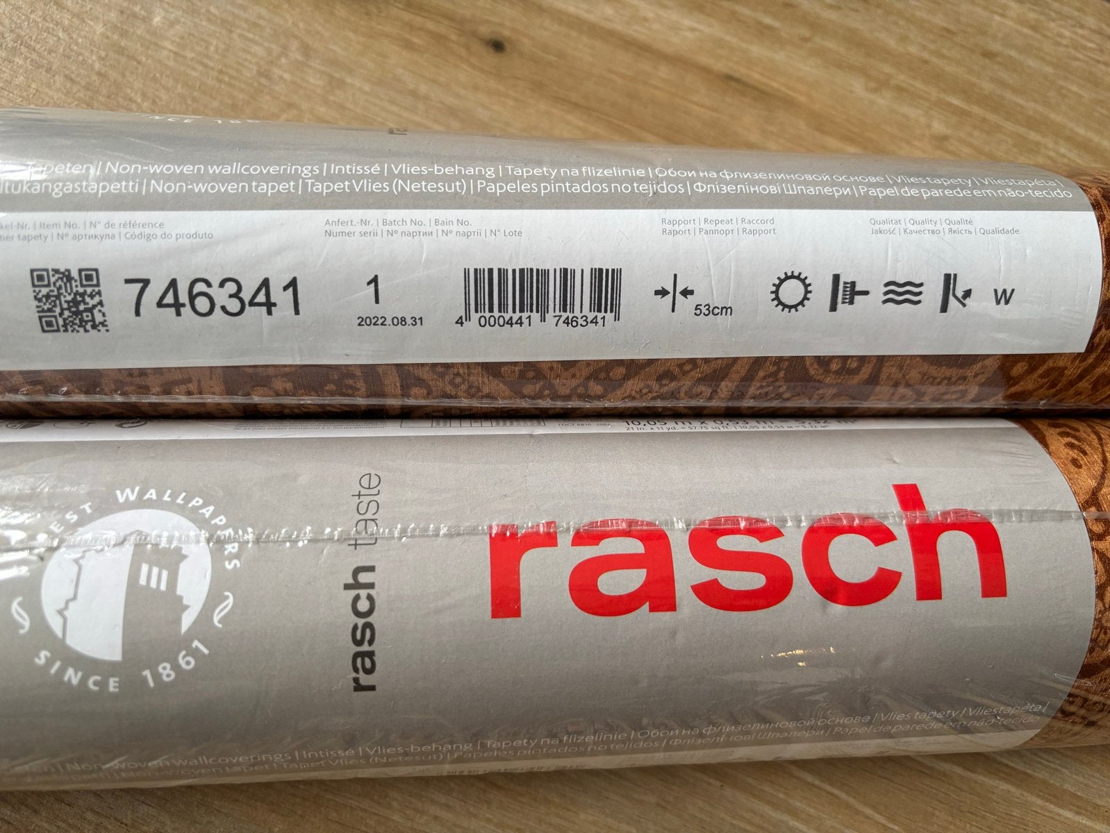 2 rollen Rasch behang - 10m x 0,53m - Paisley patroon, Ornamentaal, Bruin, Rasch, Ophalen of Verzenden