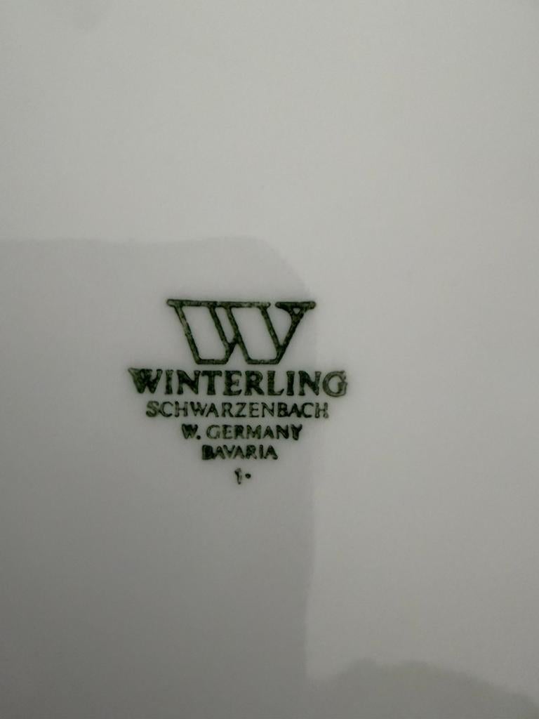 Winterling Schwarzenbach Gebakstel - Wit met Grijs Design, Overige typen, Ophalen of Verzenden, Zo goed als nieuw, Effen