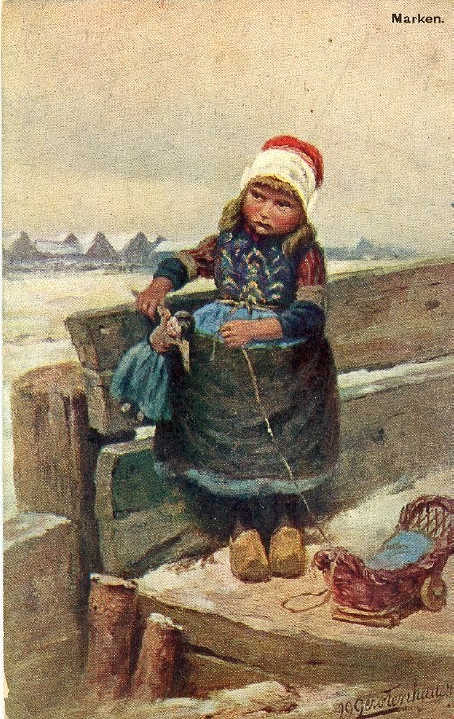 MARKEN – Meisje in klederdracht ca. 1900 (VK381), Verzamelen, Ansichtkaarten | Themakaarten, Ongelopen, Voor 1920, Klederdracht