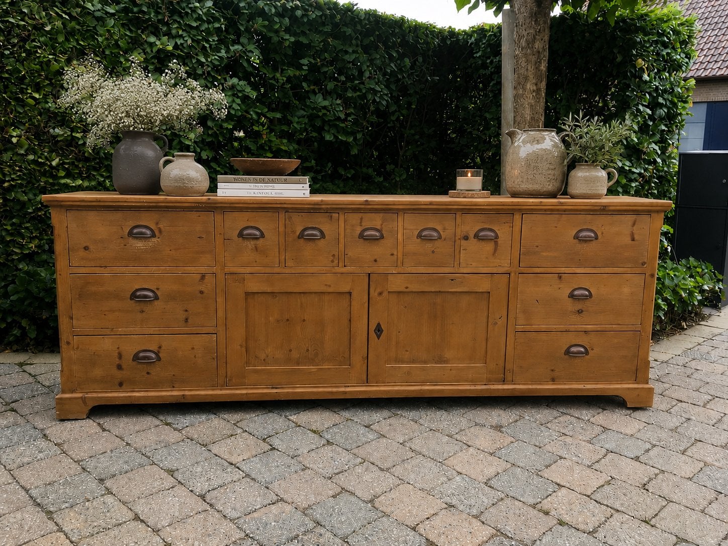 Schitterende Oud Grenen dressoir met geleefde Patin, Huis en Inrichting, Kasten | Dressoirs, Ophalen, Zo goed als nieuw, 25 tot 50 cm