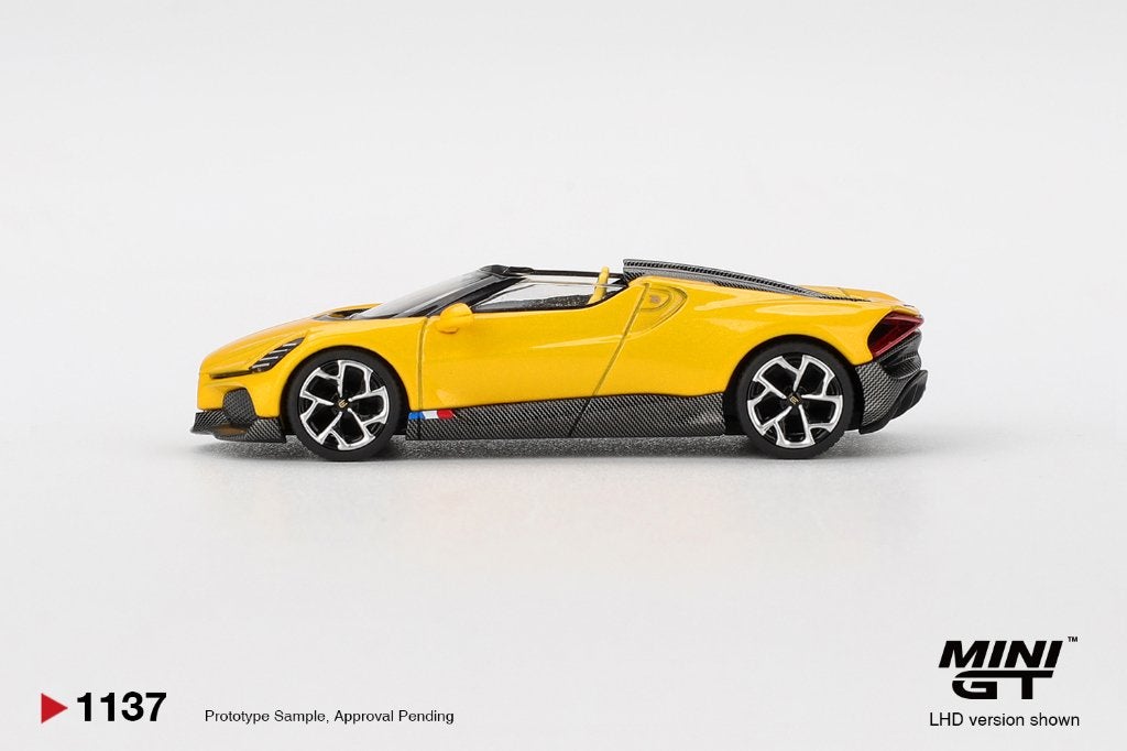 Mini GT Bugatti W16, Mistral Yellow, Www.rubensmodelautos.nl, Auto, Nieuw, Ophalen of Verzenden