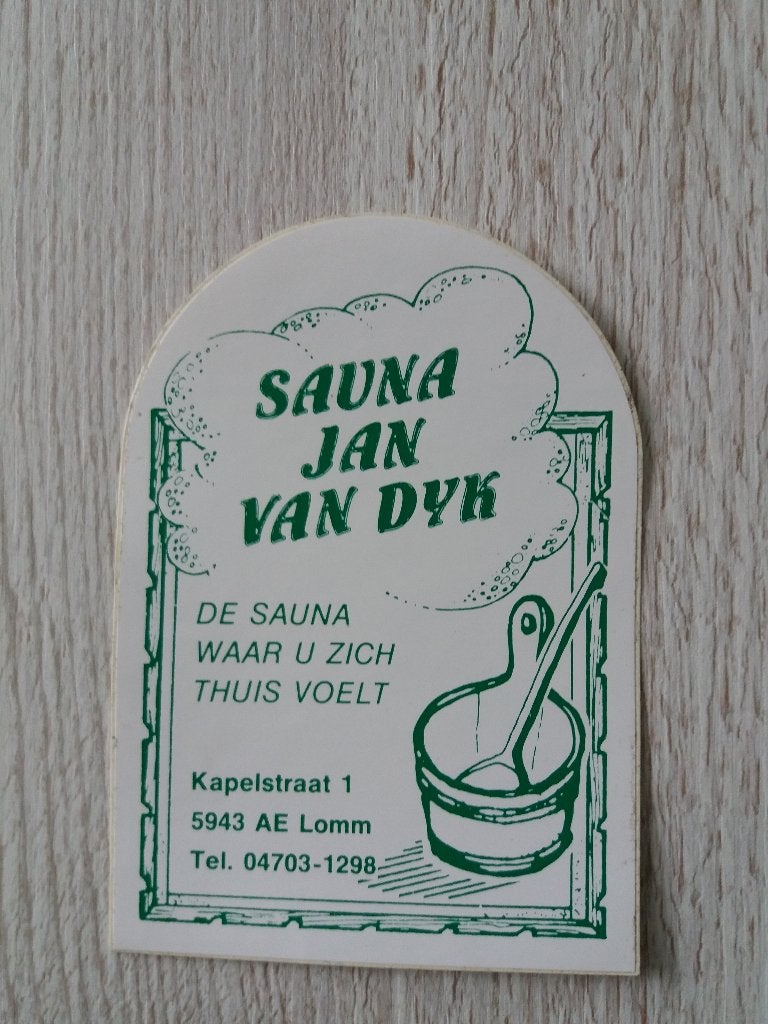 sticker SAUNA JAN van DYK in Lomm, Ophalen of Verzenden, Zo goed als nieuw, Bedrijf of Vereniging