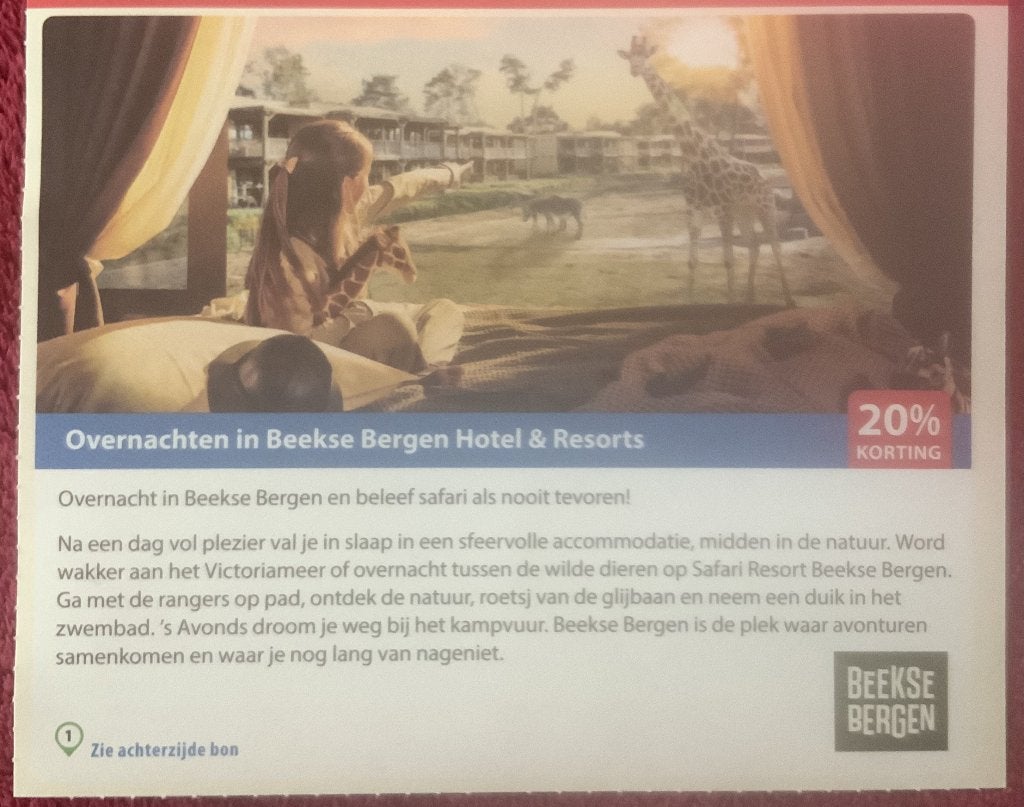 Beekse Bergen Hotel en Resorts Hilvarenbeek Voordeelbon, Drie personen of meer, 3 overnachtingen of meer